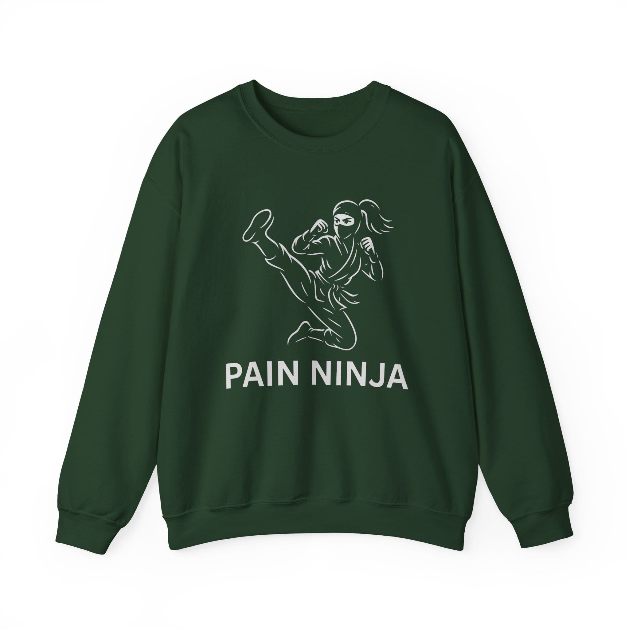 Forest Green Sweatshirt Pain Ninja Kick Woman