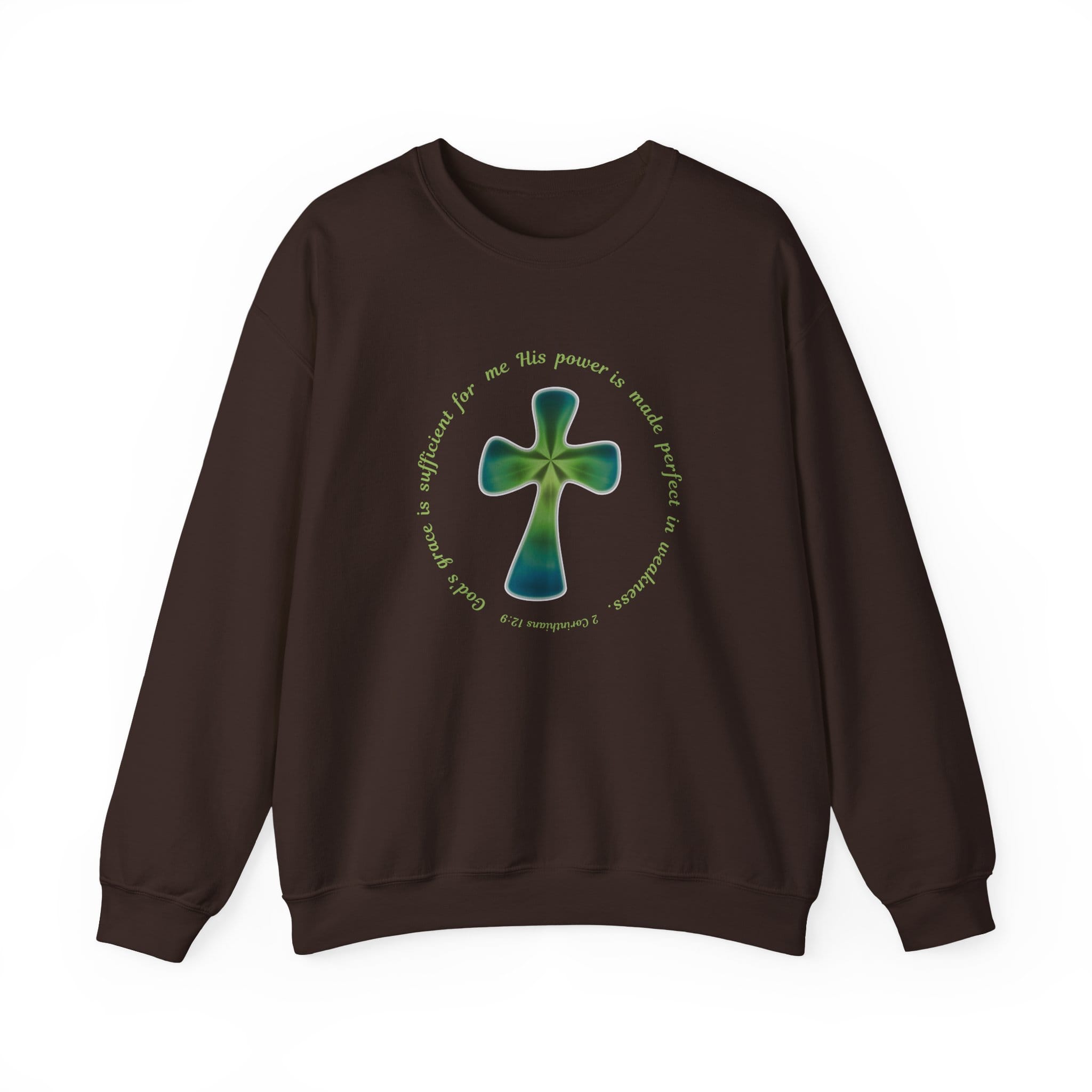 Dark Chocolate Sweatshirt Faith over Fatigue Cross