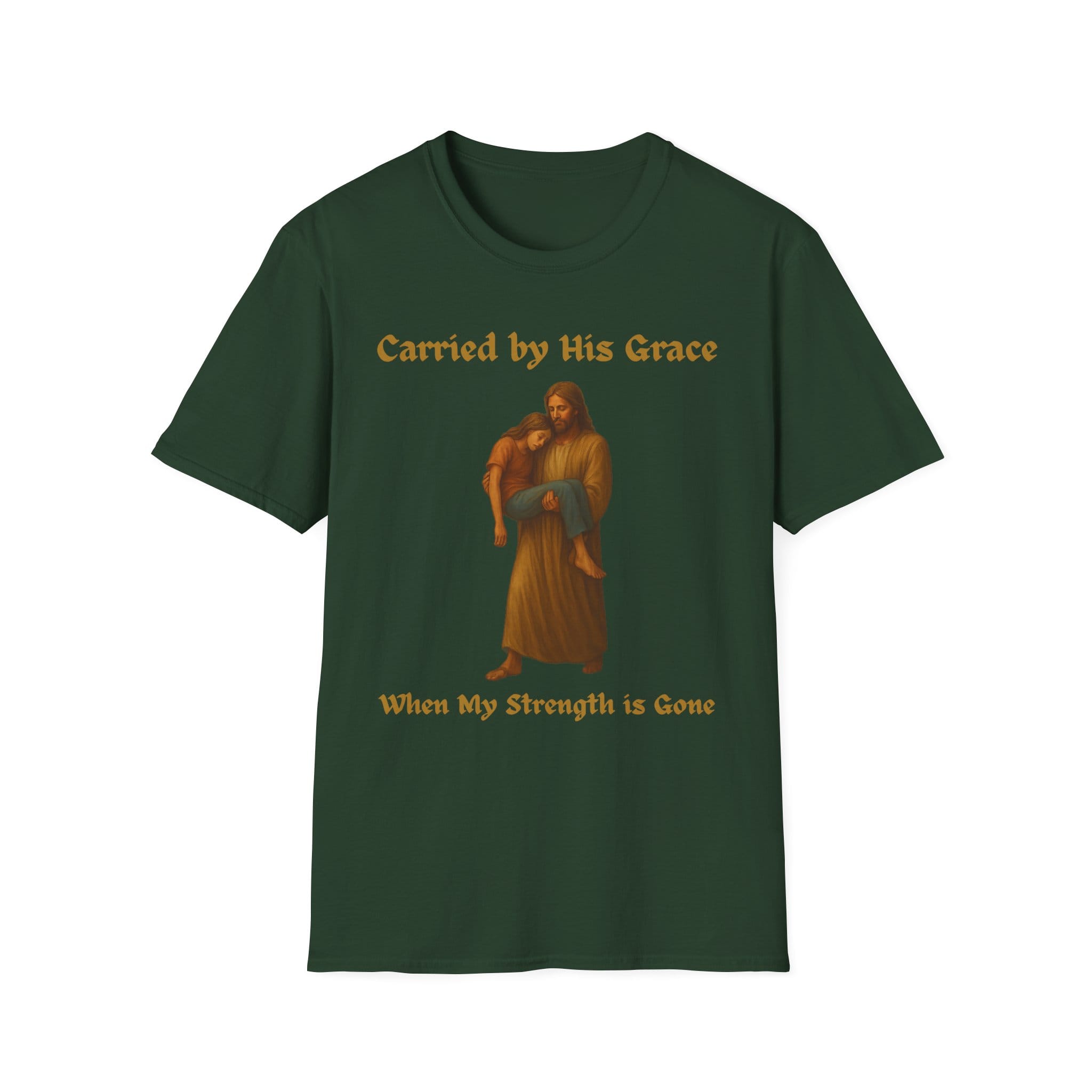 Forest Green Short Sleeve Tee Carried by His Grace