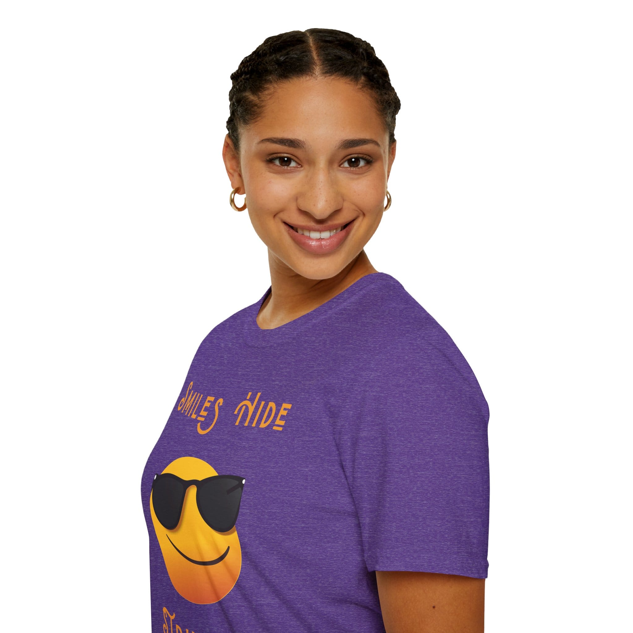 Heather Purple Short Sleeve Tee Smiles Hide Struggles