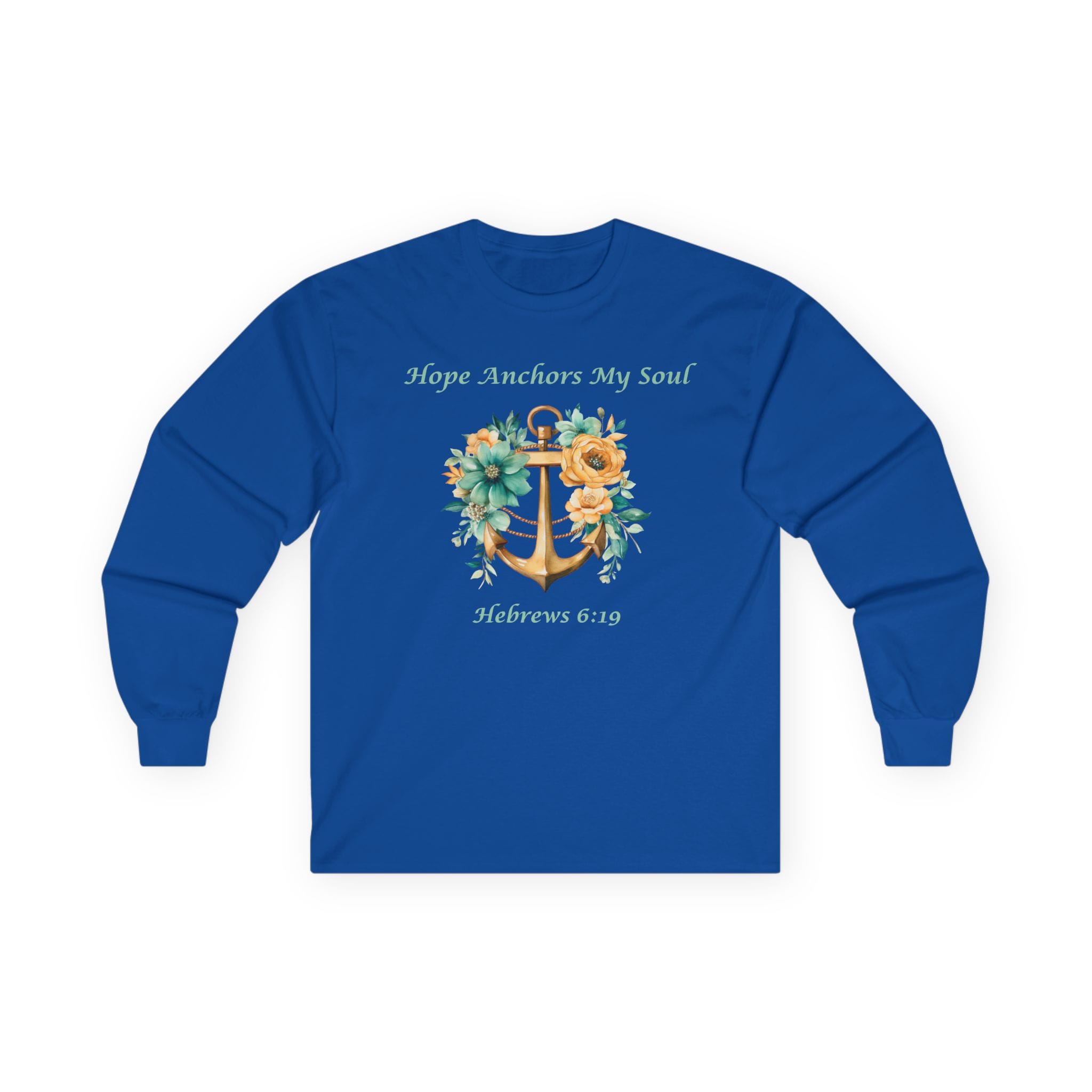 Royal Blue Long Sleeve Tee Hope Anchors My Soul Floral
