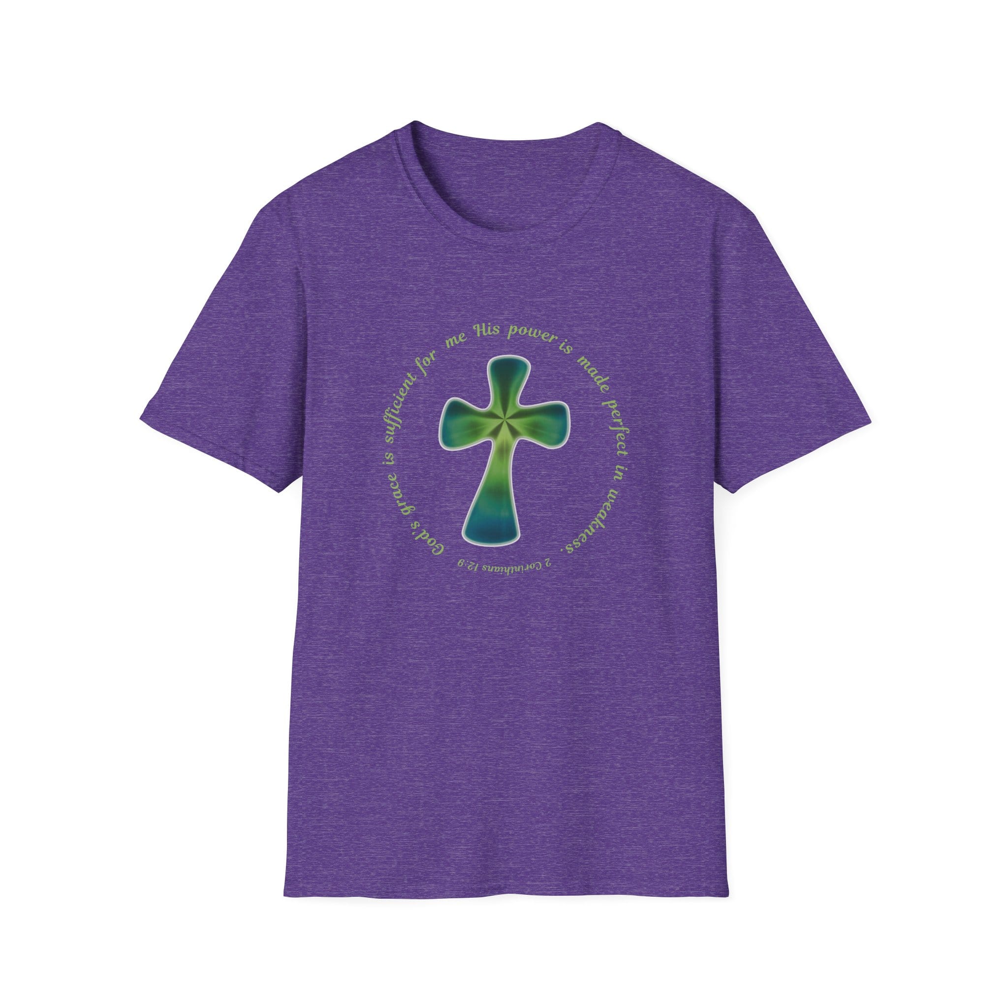Heather Purple Short Sleeve Tee Faith over Fatigue Cross