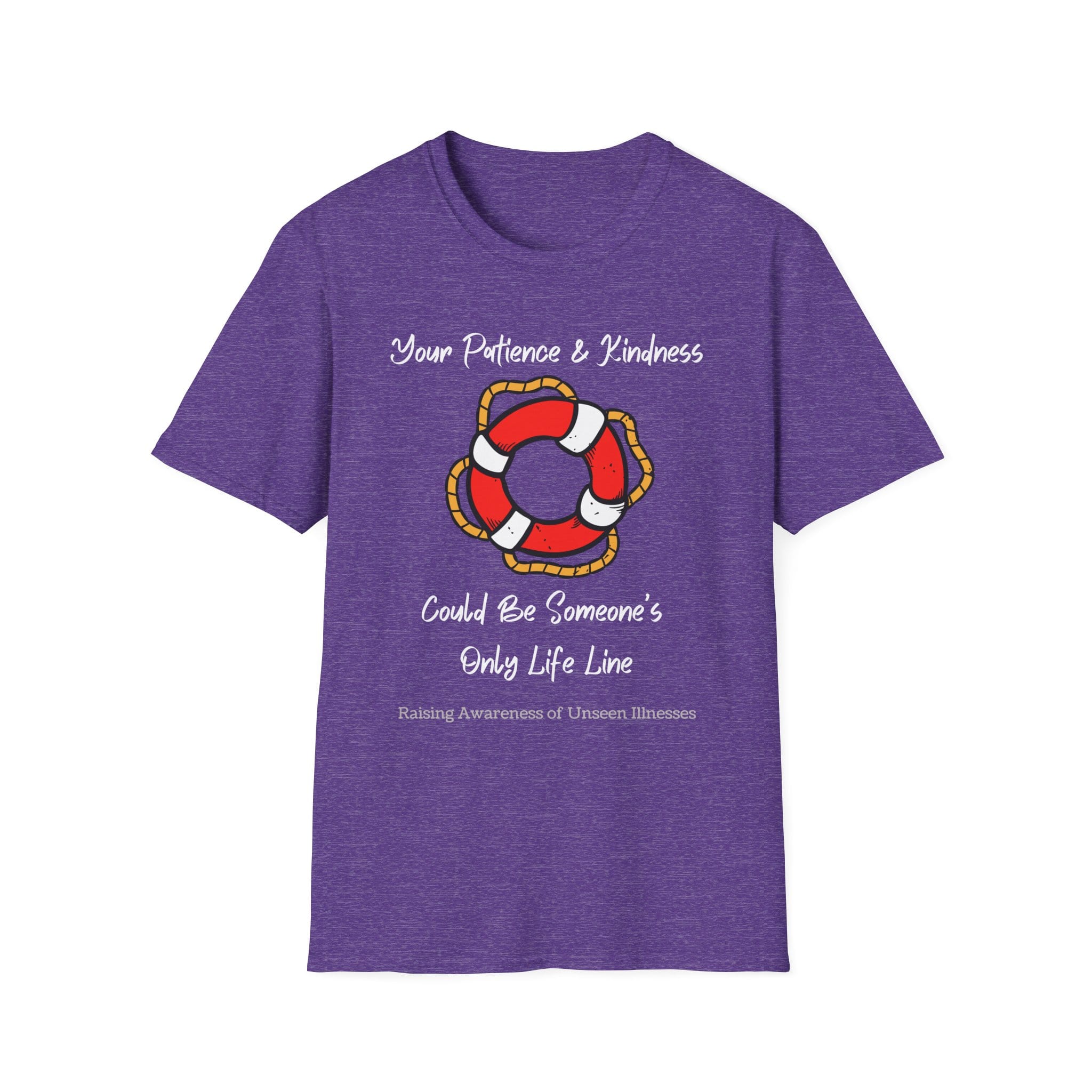 Heather Purple Short Sleeve Tee Patience & Kindness Lifeline