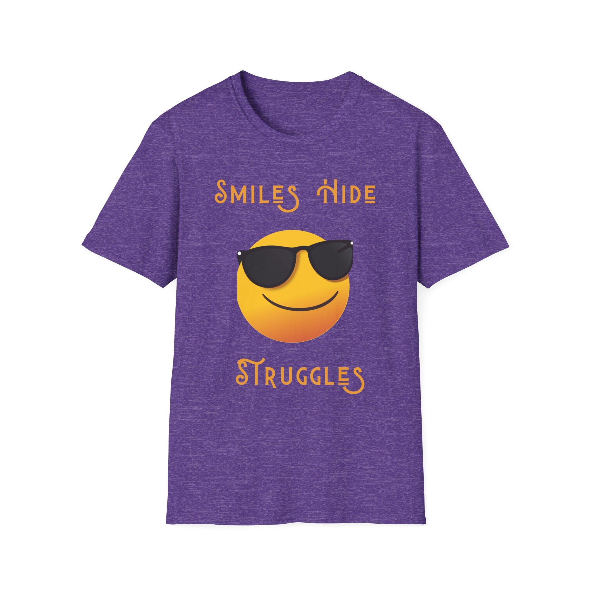 Heather Purple Short Sleeve Tee Smiles Hide Struggles