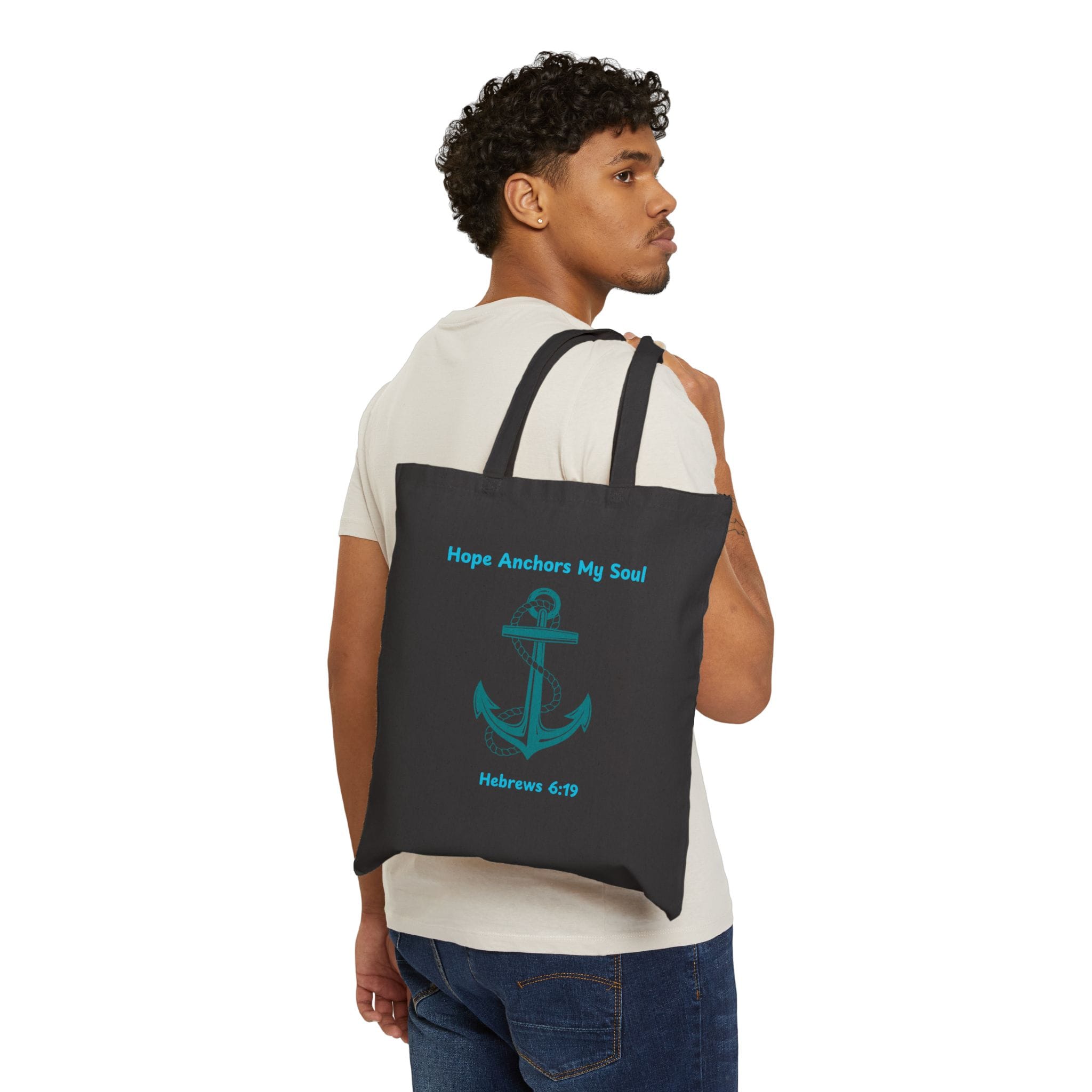 Black Canvas Tote Hope Anchors My Soul