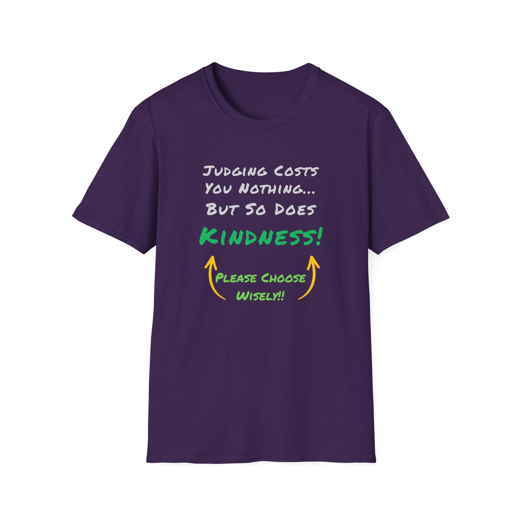 Purple Short Sleeve Tee Judging or Kindness Choose Wisely