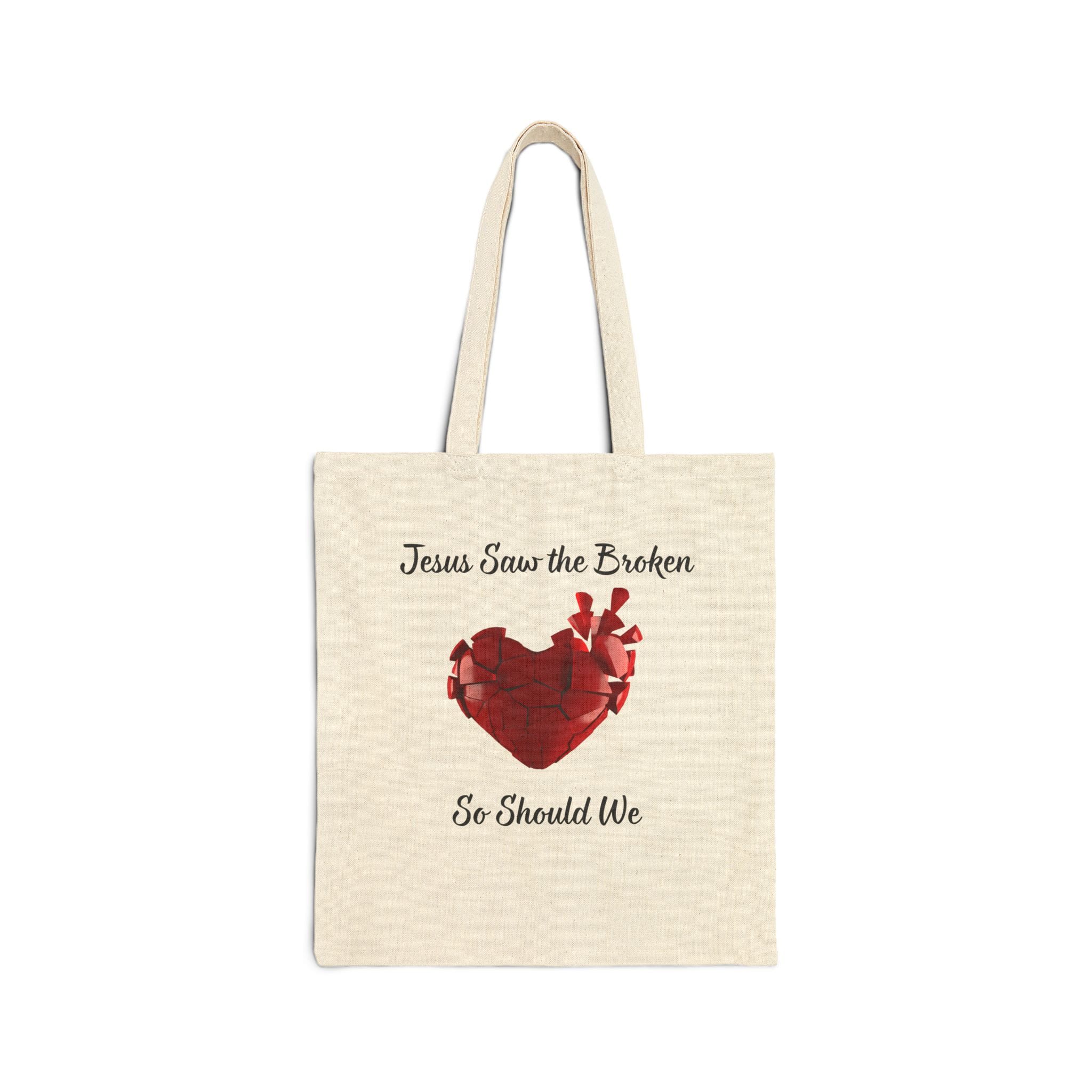 Natural Canvas Tote Jesus Saw the Broken Hearted