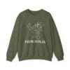 Military Green Sweatshirt Pain Ninja Kick Woman