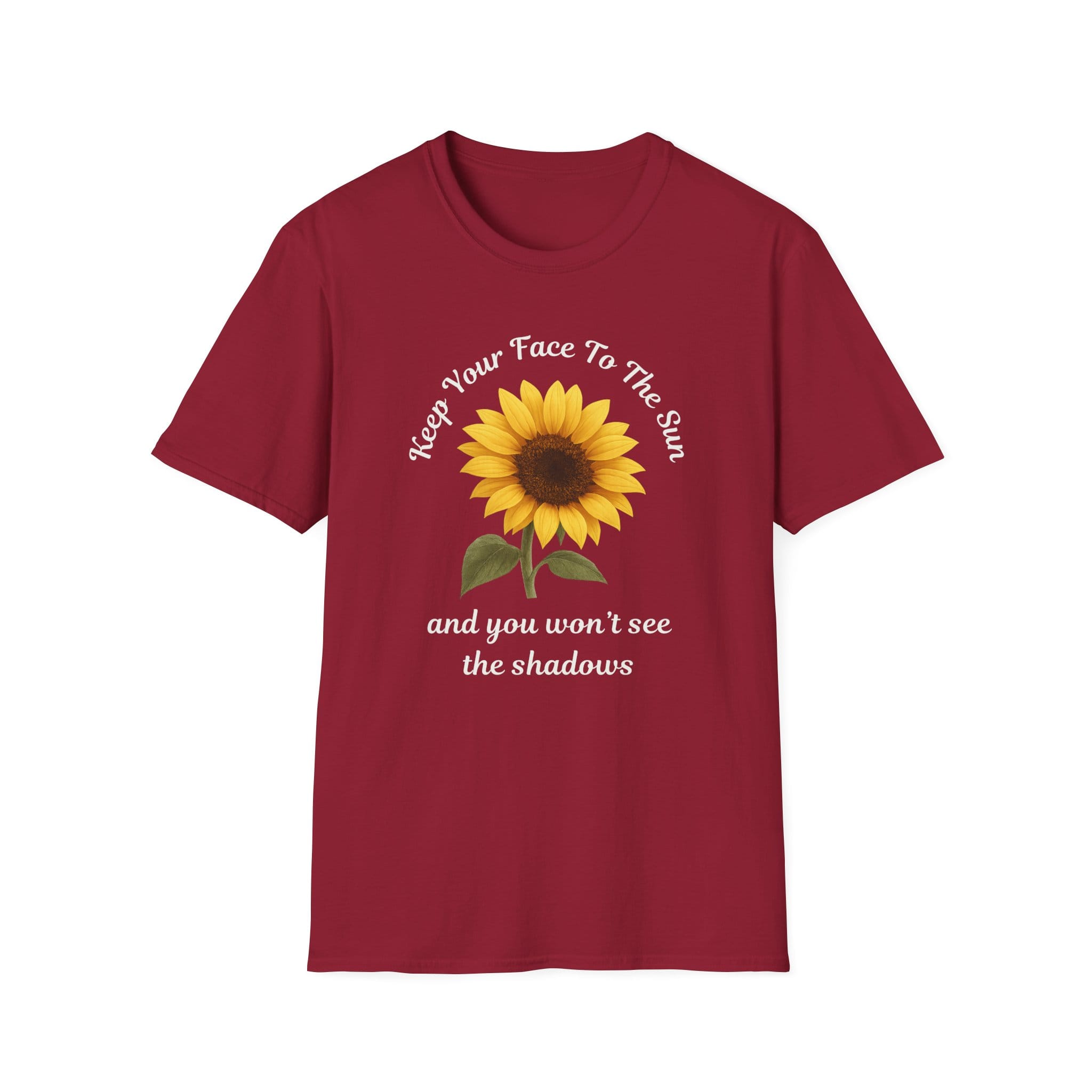 Cardinal Red Short Sleeve Tee Keep Your Face to the Sun(flower)