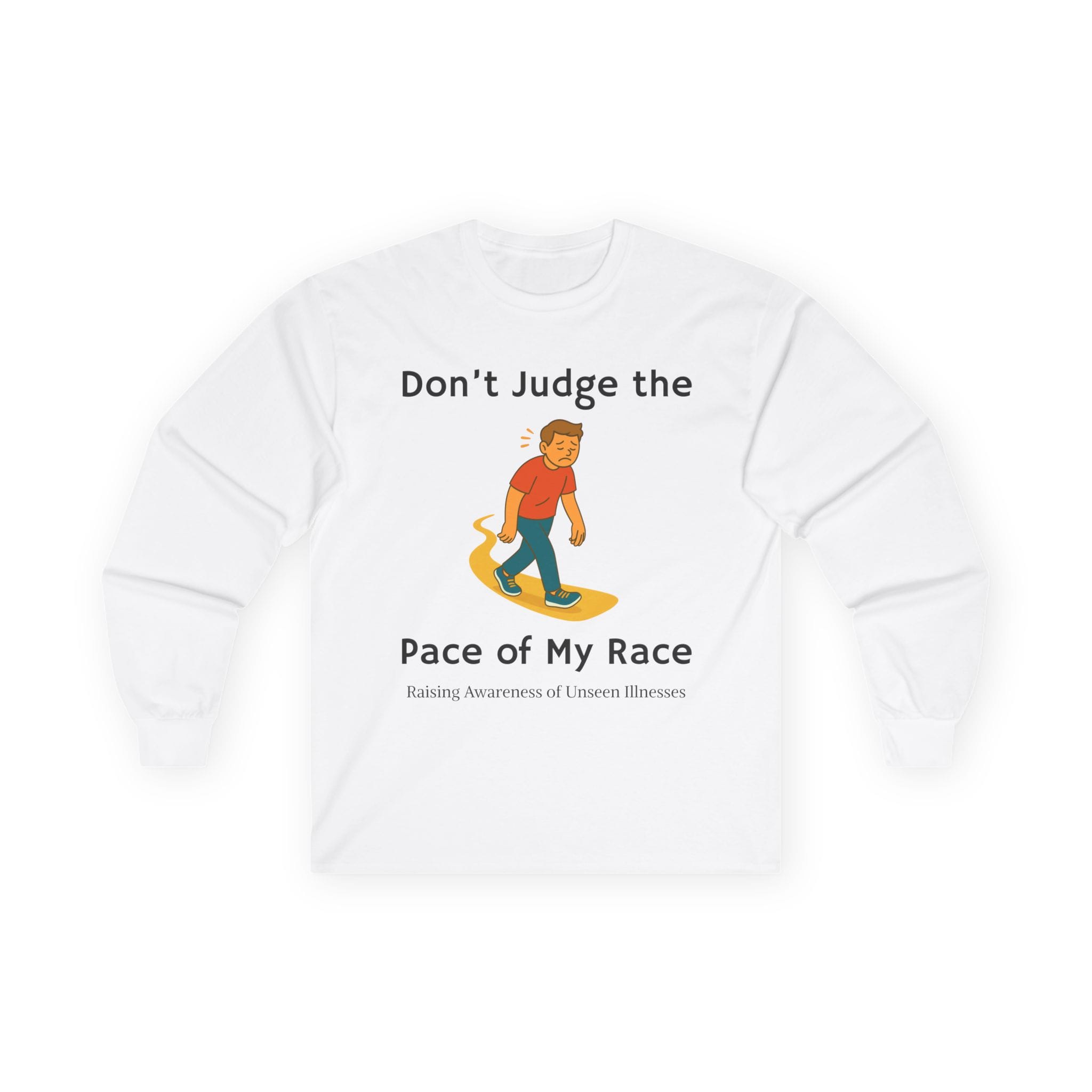 White Long Sleeve Tee Pace of my Race Man
