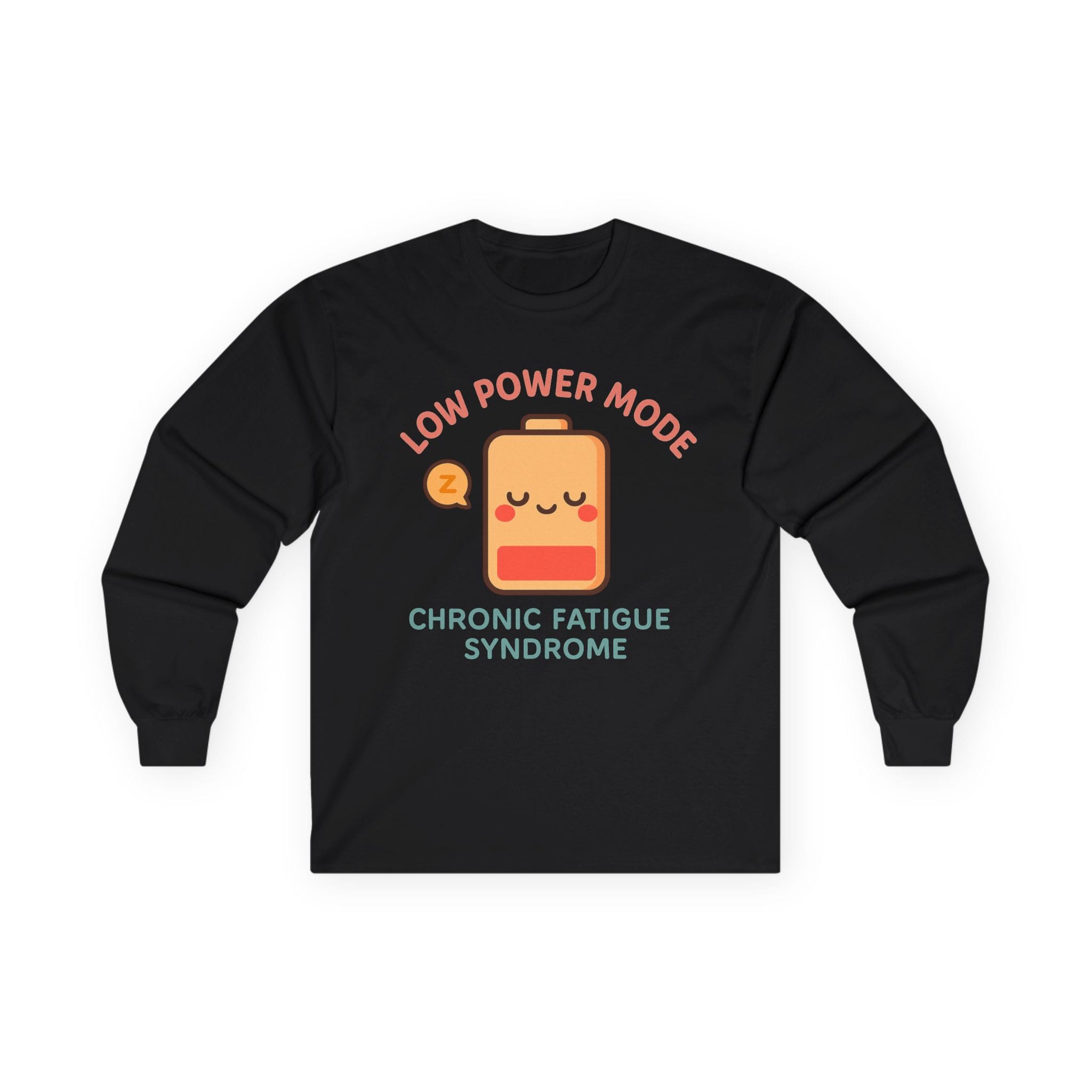 Black Long Sleeve Tee Low Power Mode Battery