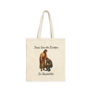 Natural Canvas Tote Jesus Saw the Broken Man