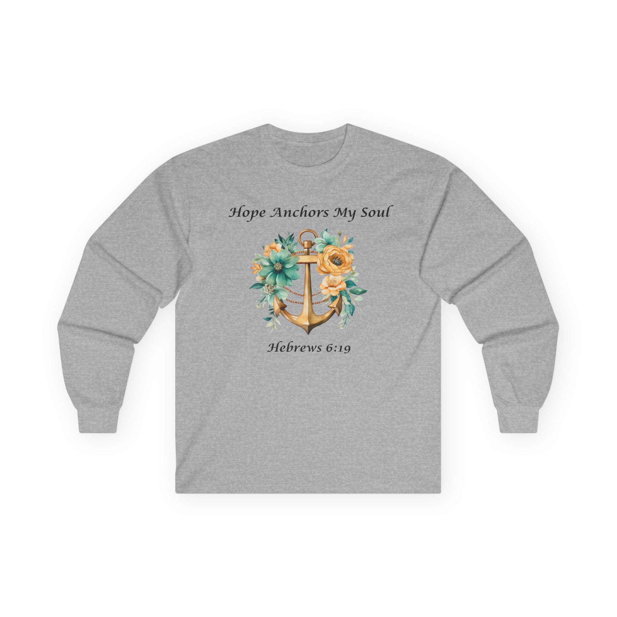 Sport Gray Long Sleeve Tee Hope Anchors My Soul Floral