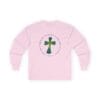 Light Pink Long Sleeve Tee Faith over Fatigue Cross