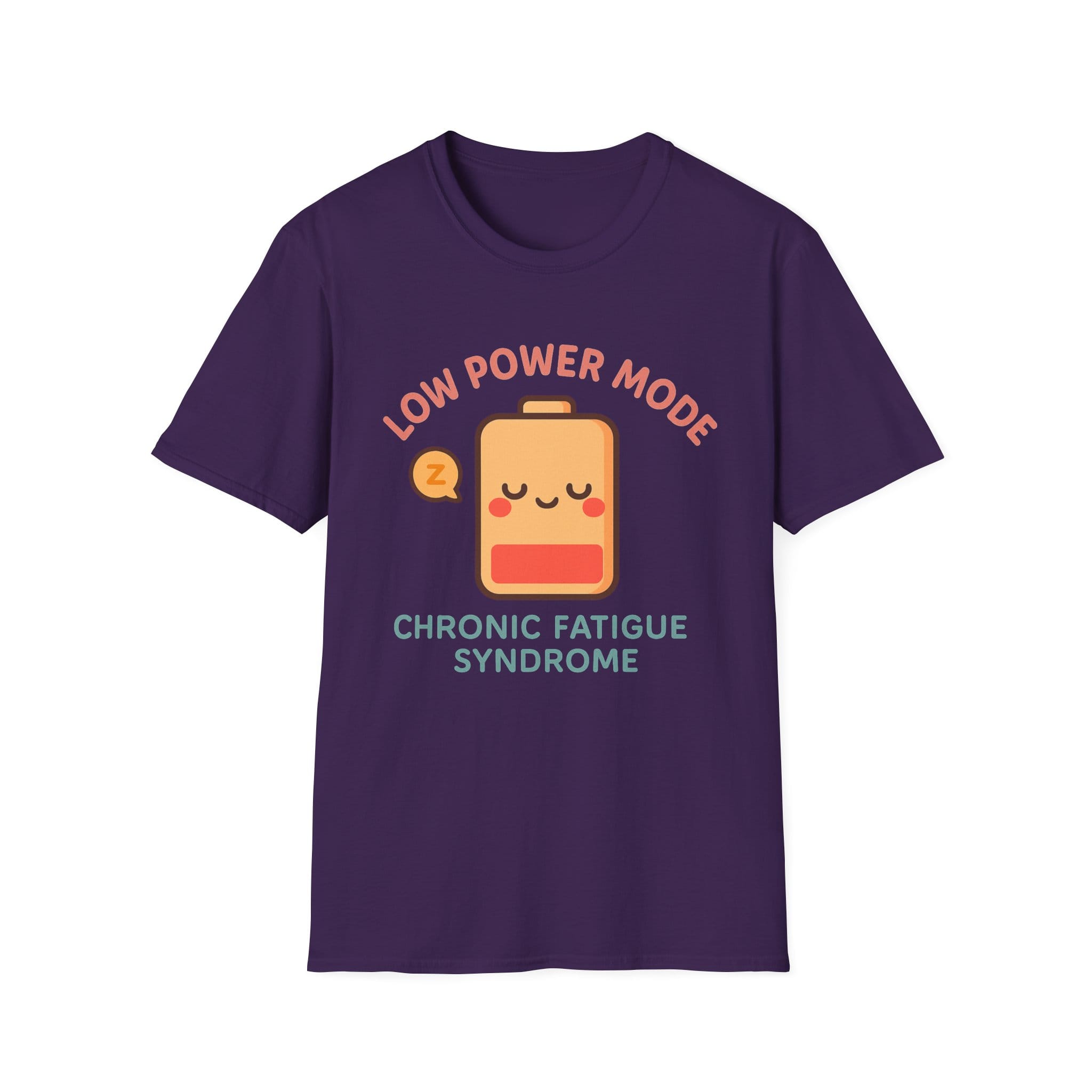 Purple Short Sleeve Tee Low Power Mode Battery