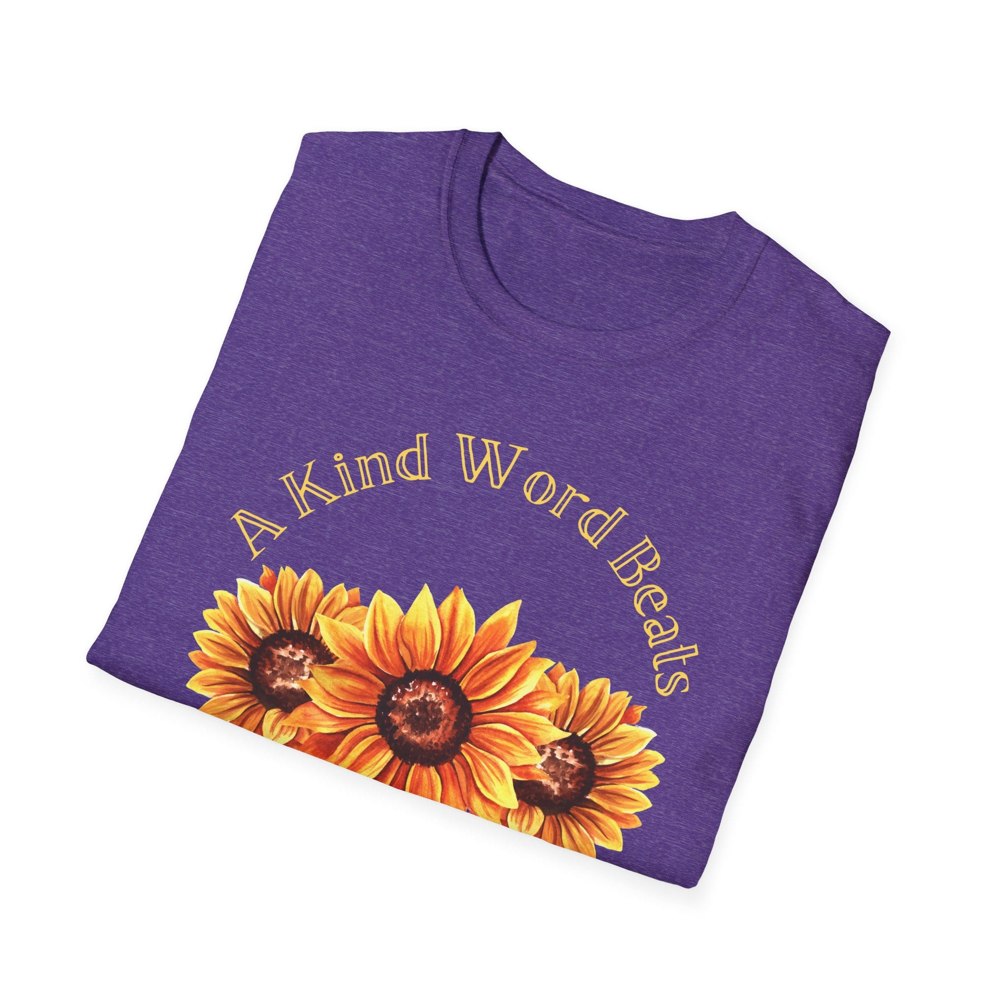 Heather Purple Short Sleeve Tee Kind Word Cure Sunflower