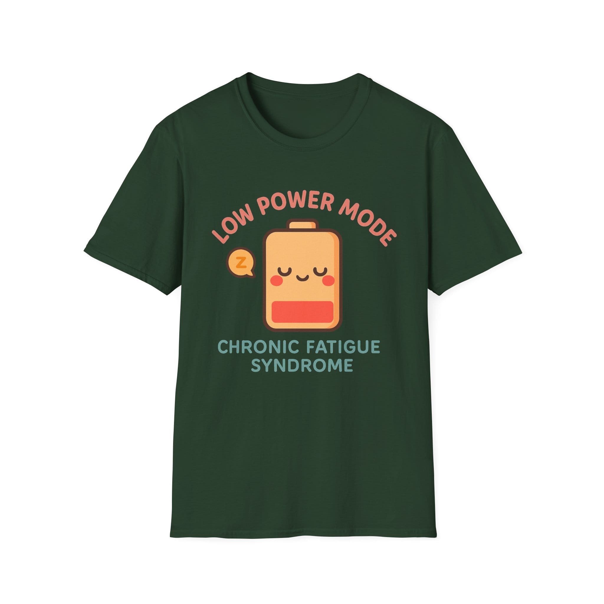 Forest Green Short Sleeve Tee Low Power Mode Battery
