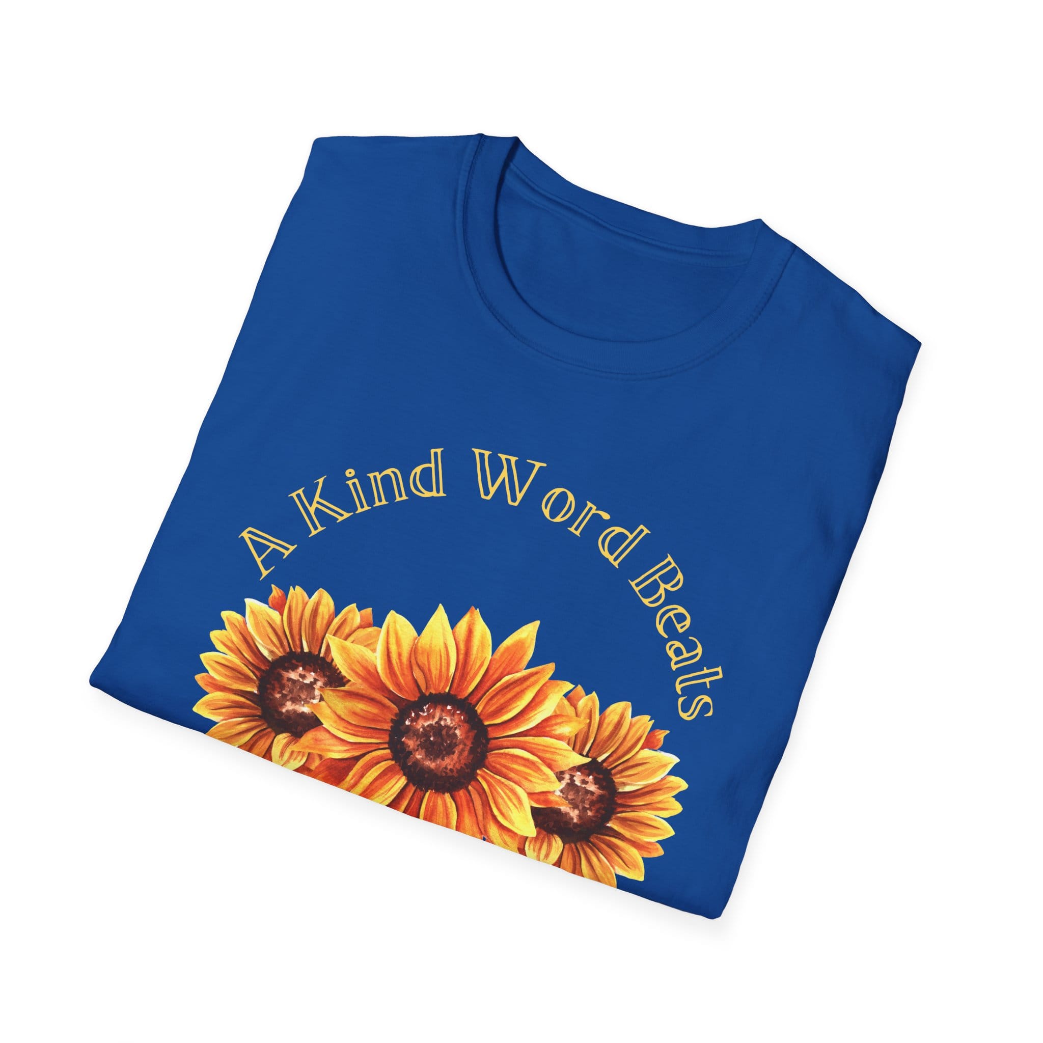Royal Blue Short Sleeve Tee Kind Word Cure Sunflower