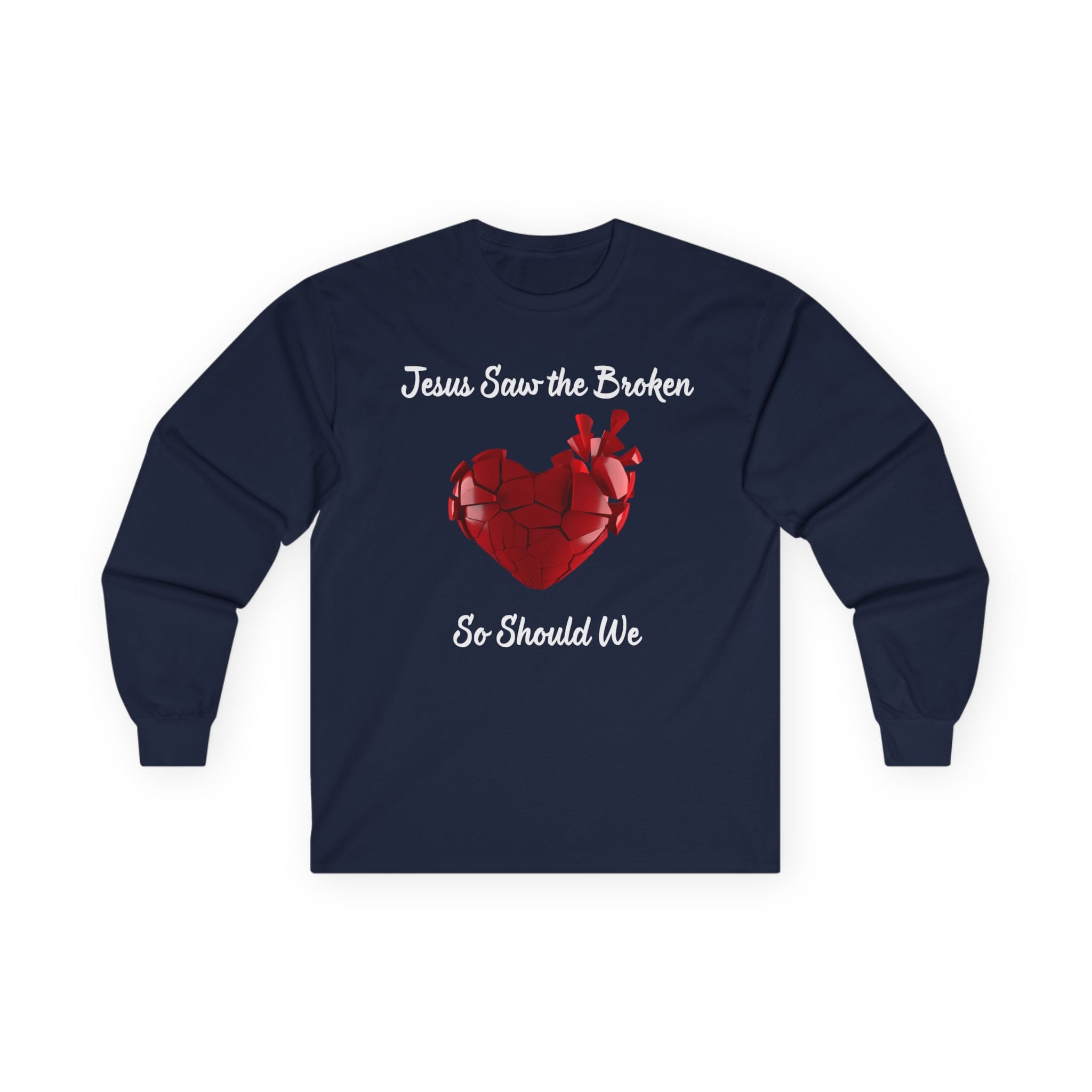 14278119355359901070_2048.jpeg Navy Blue Long Sleeve Tee Jesus Saw the Broken Hearted