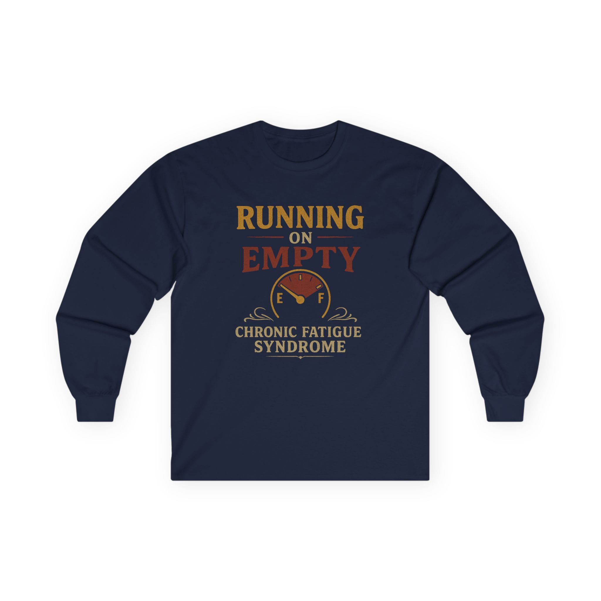 Navy Blue Long Sleeve Tee Running on Empty Gauge