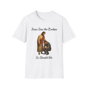 White Short Sleeve Tee Jesus Saw the Broken Man