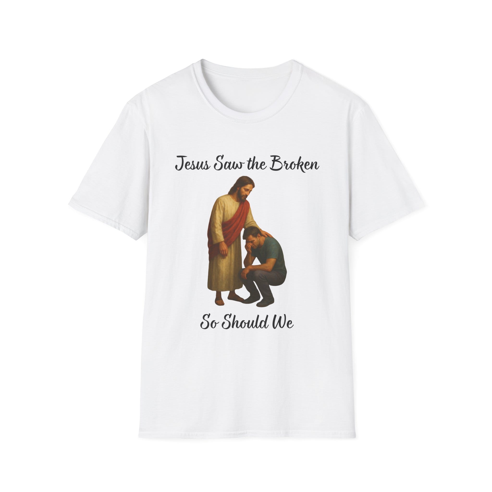 White Short Sleeve Tee Jesus Saw the Broken Man