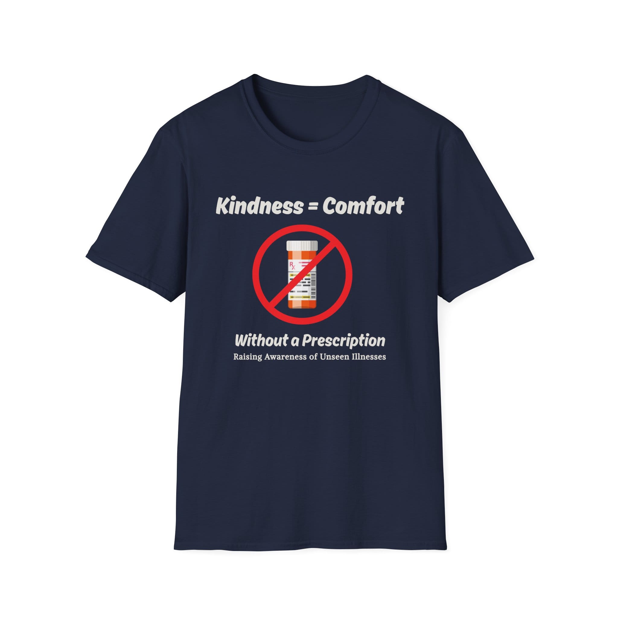 Navy Blue Short Sleeve Tee Kindness=Comfort No Pills