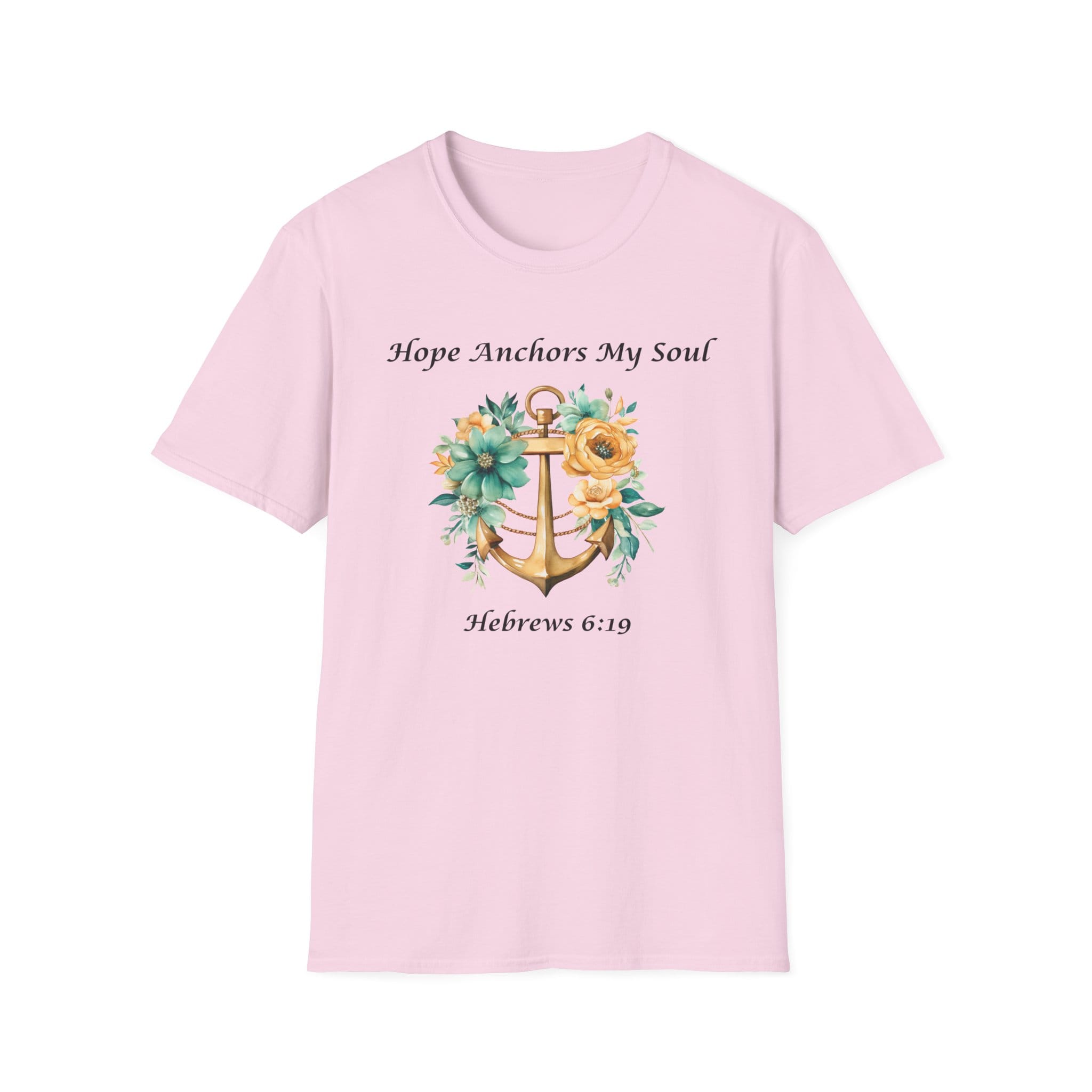 Light Pink Short Sleeve Tee Hope Anchors My Soul Floral