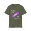 Military Green Short Sleeve Tee Healing Kindness Bandaid