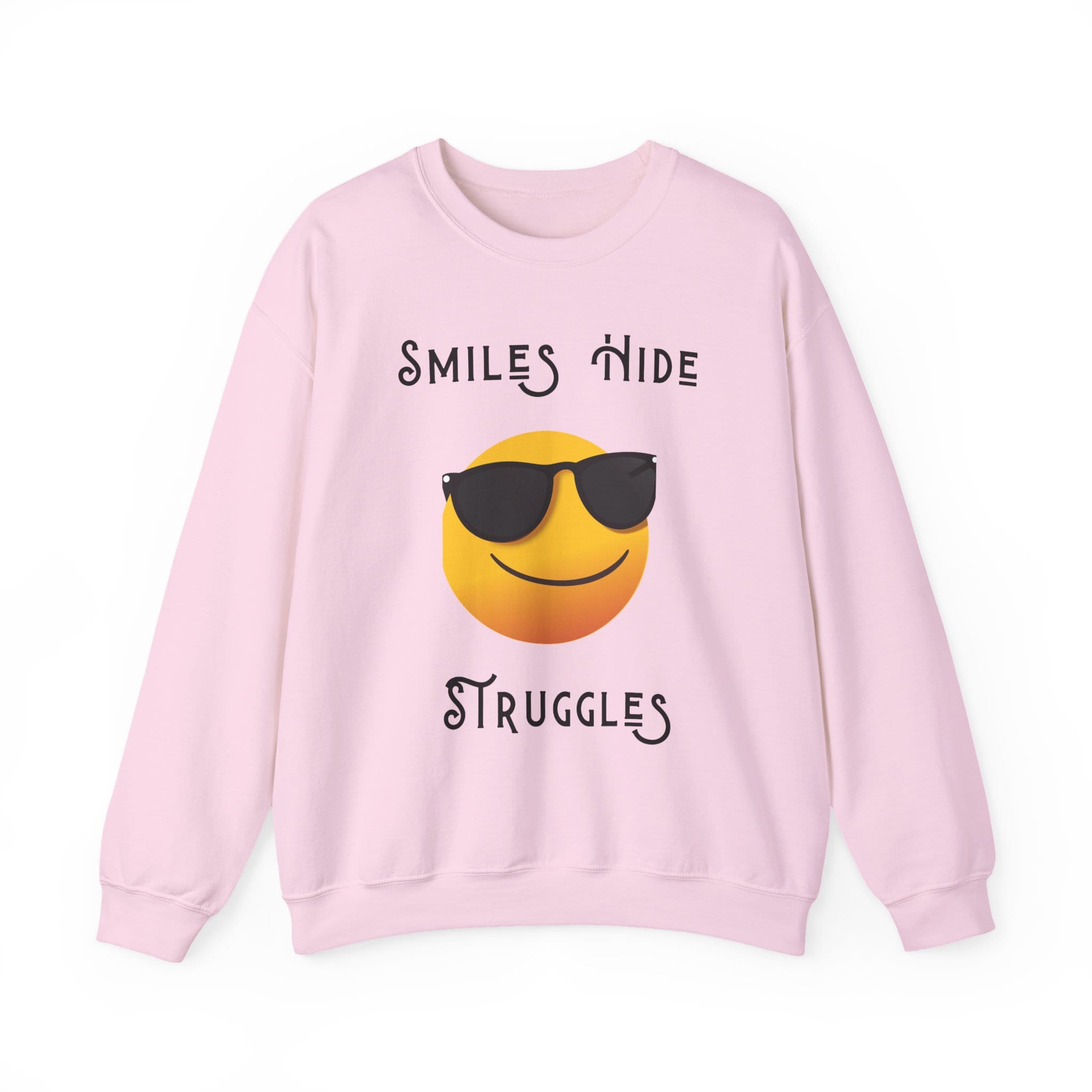 Light Pink Sweatshirt Smiles Hide Struggles