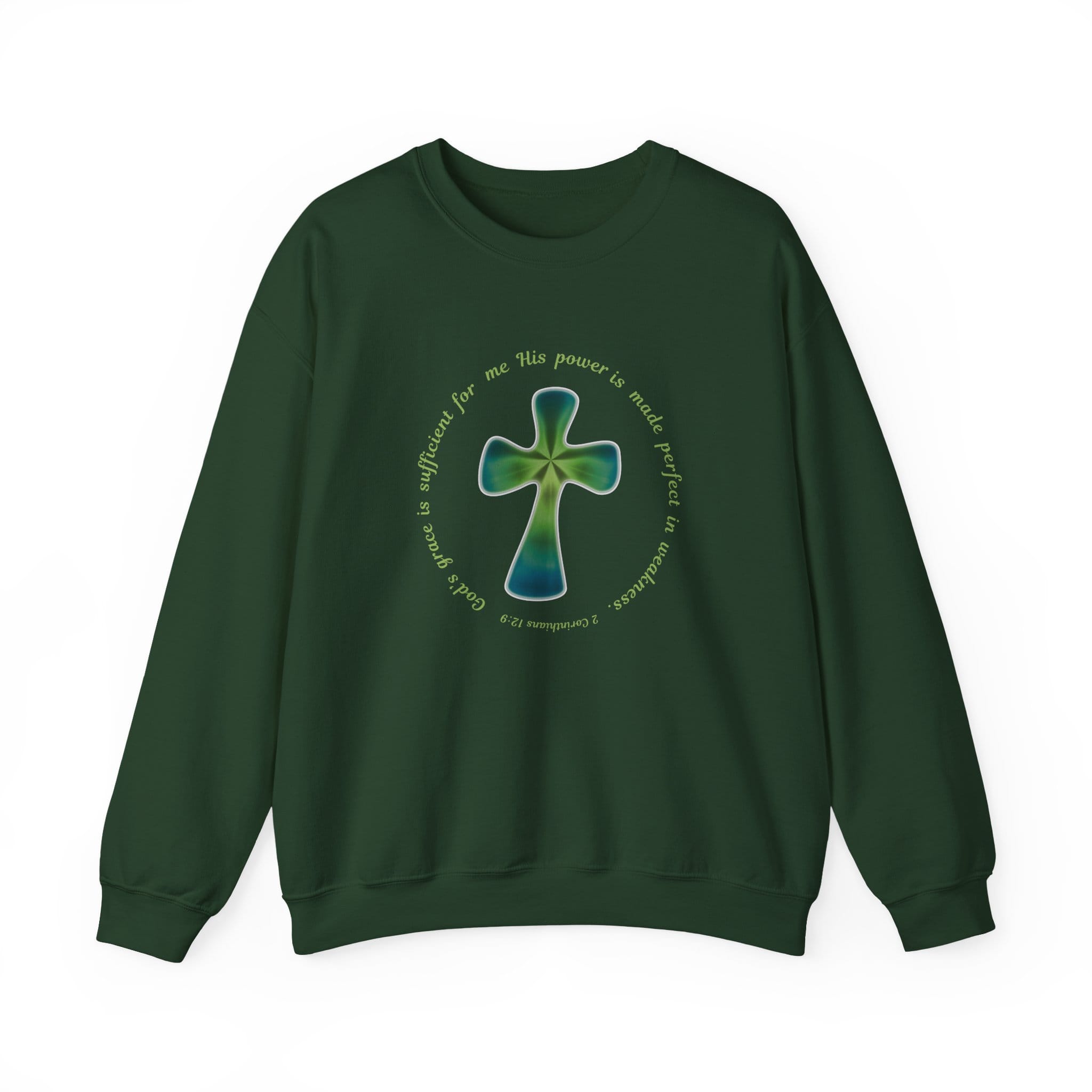 Forest Green Sweatshirt Faith over Fatigue Cross