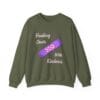 Military Green Sweatshirt Healing Kindness Bandaid