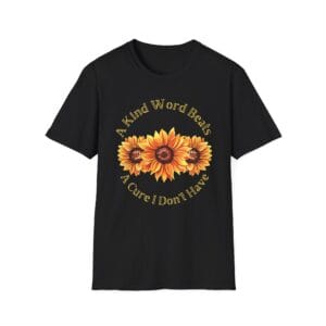 Black Short Sleeve Tee Kind Word Cure Sunflower