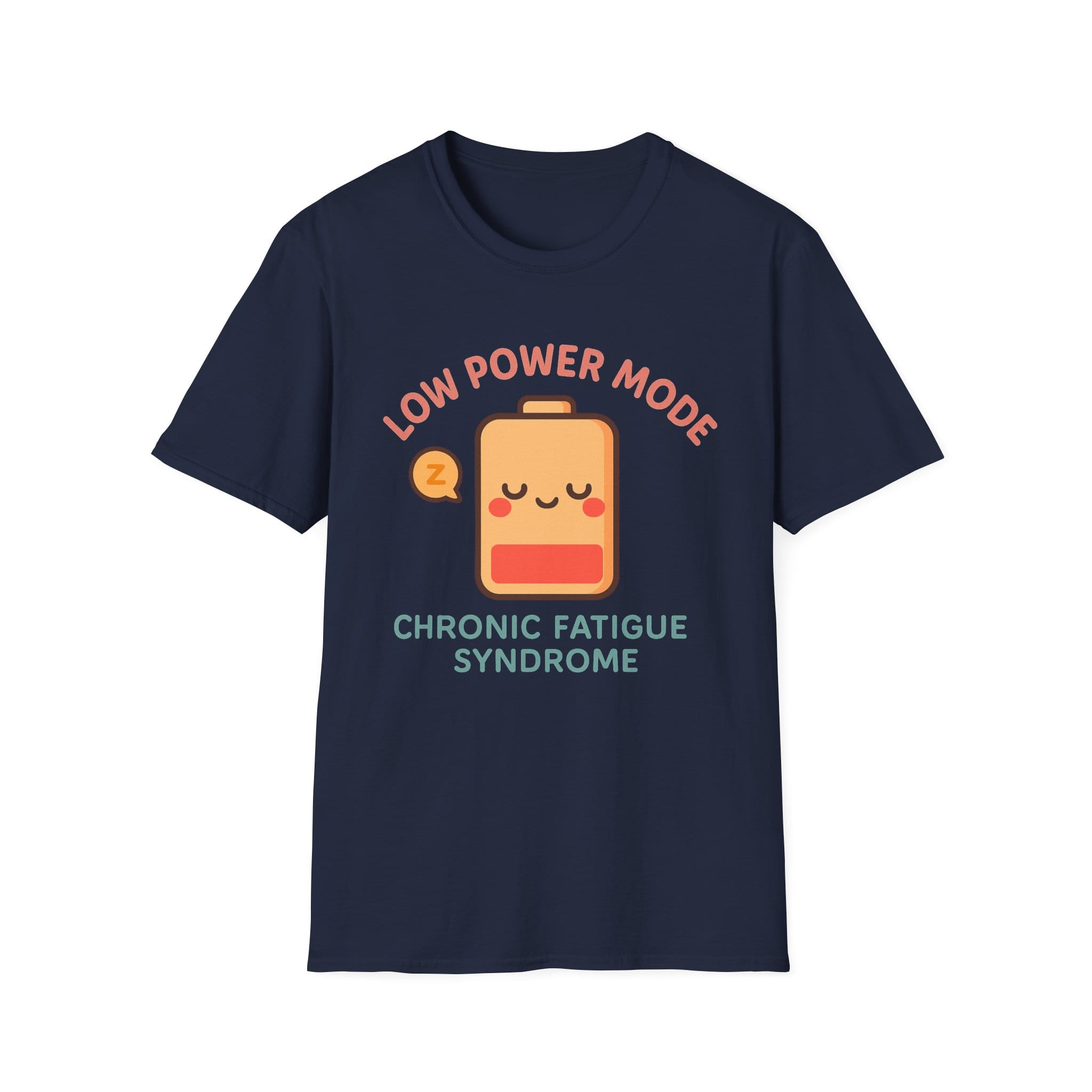 Navy Blue Short Sleeve Tee Low Power Mode Battery