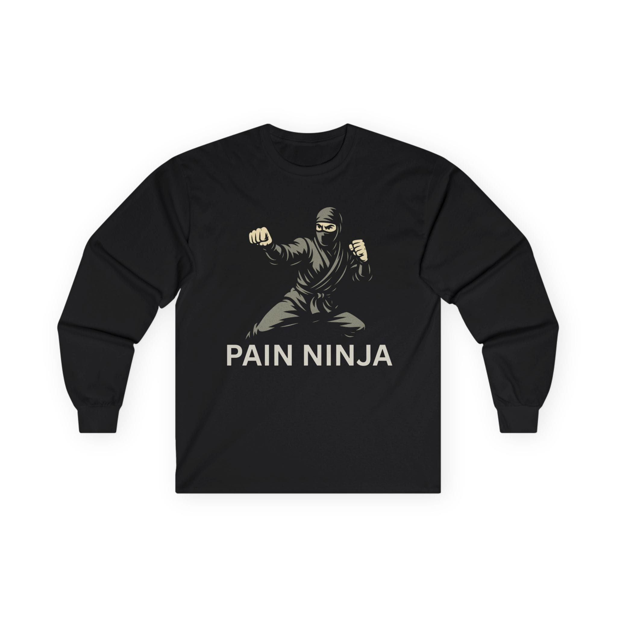 Black Long Sleeve Tee Pain Ninja Fists