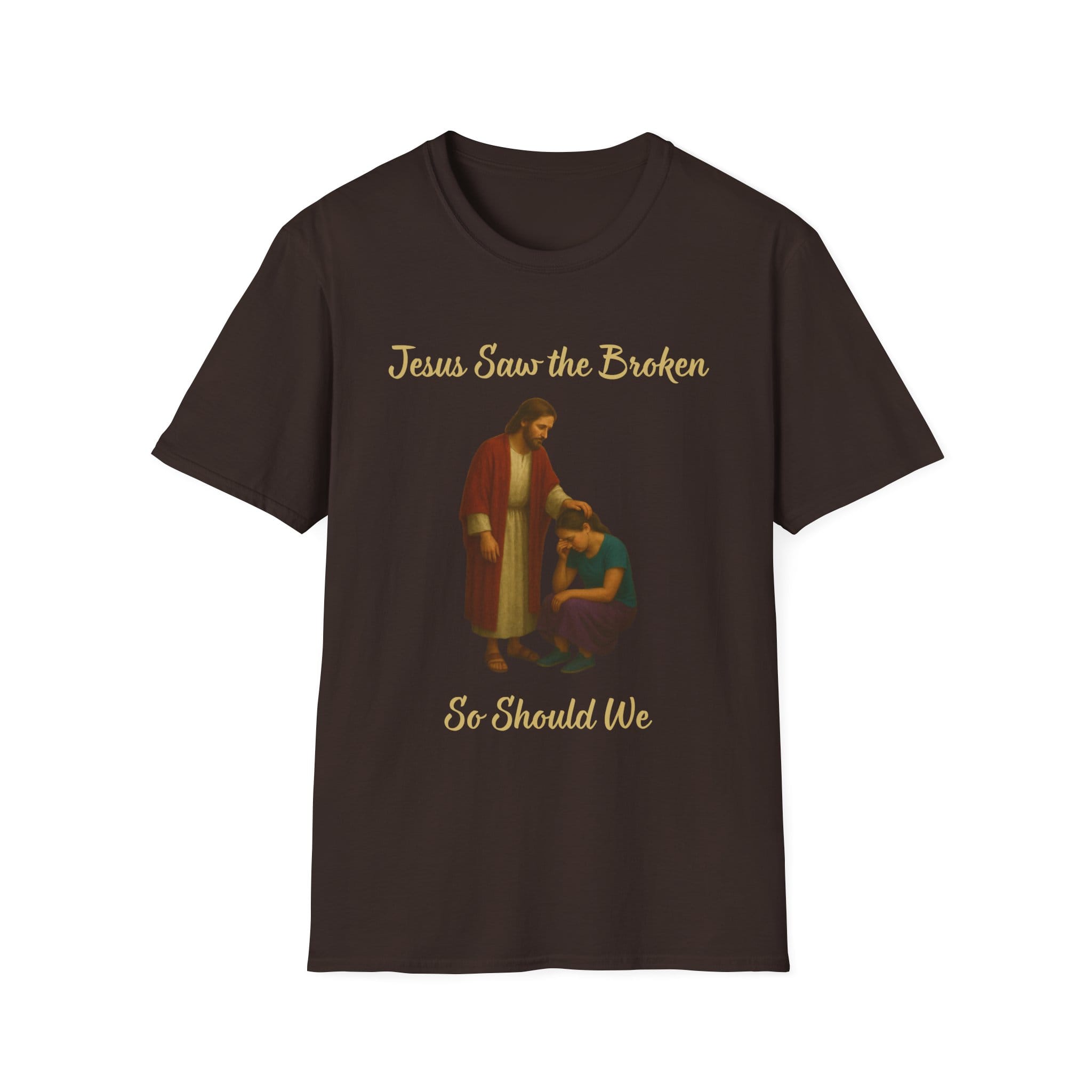 Dark Chocolate Short Sleeve Tee Jesus Saw the Broken Woman