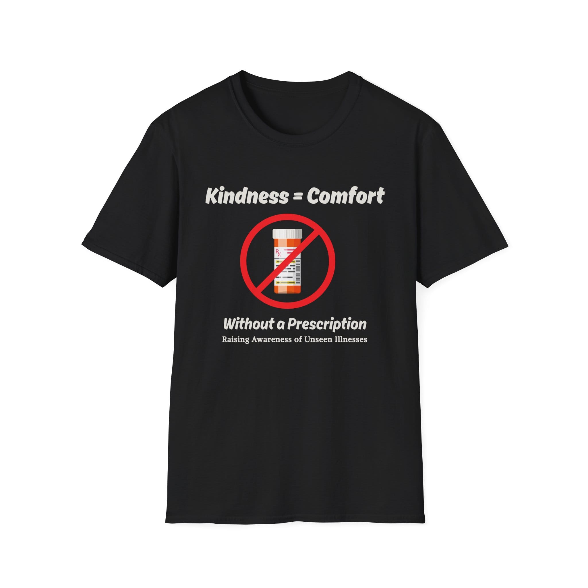 Black Short Sleeve Tee Kindness=Comfort No Pills