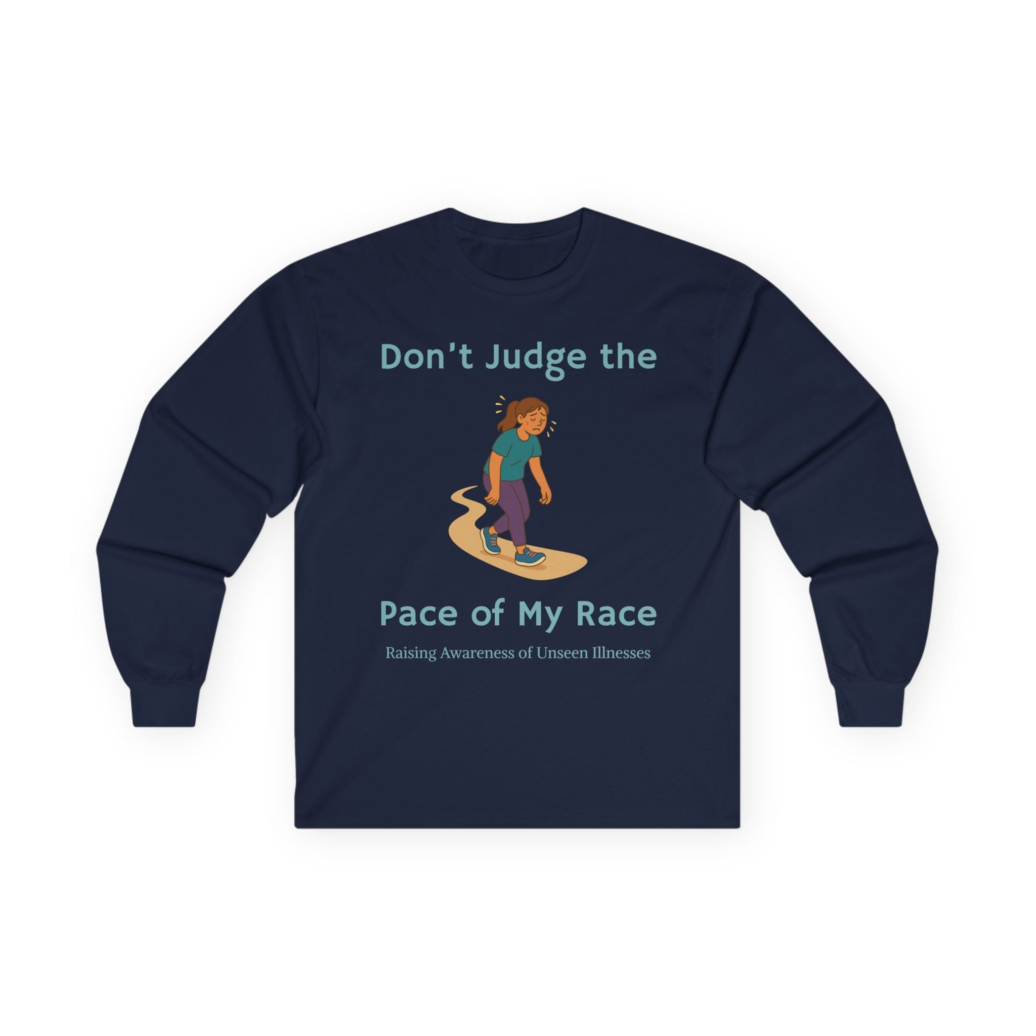 Navy Blue Long Sleeve Tee Pace of my Race