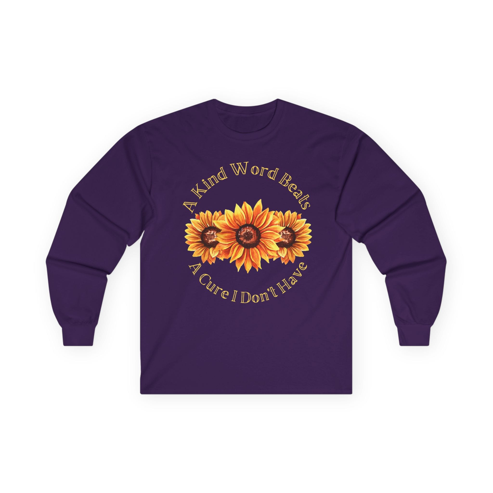 Purple Long Sleeve Tee Kind Word Cure Sunflower