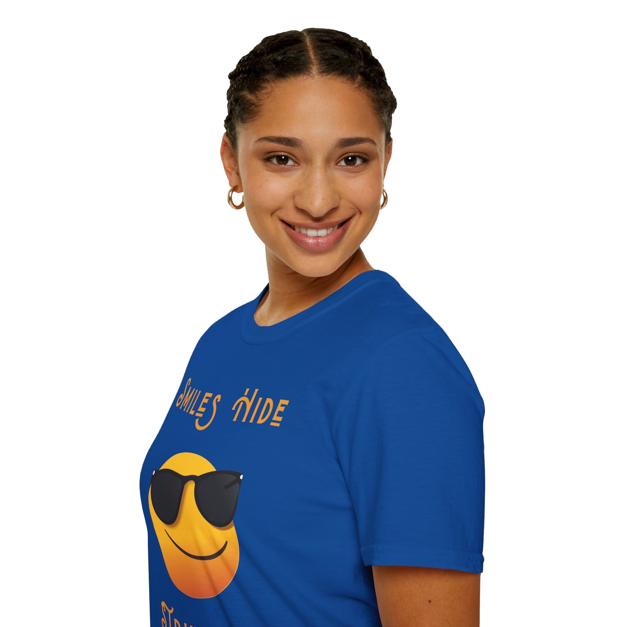Royal Blue Short Sleeve Tee Smiles Hide Struggles