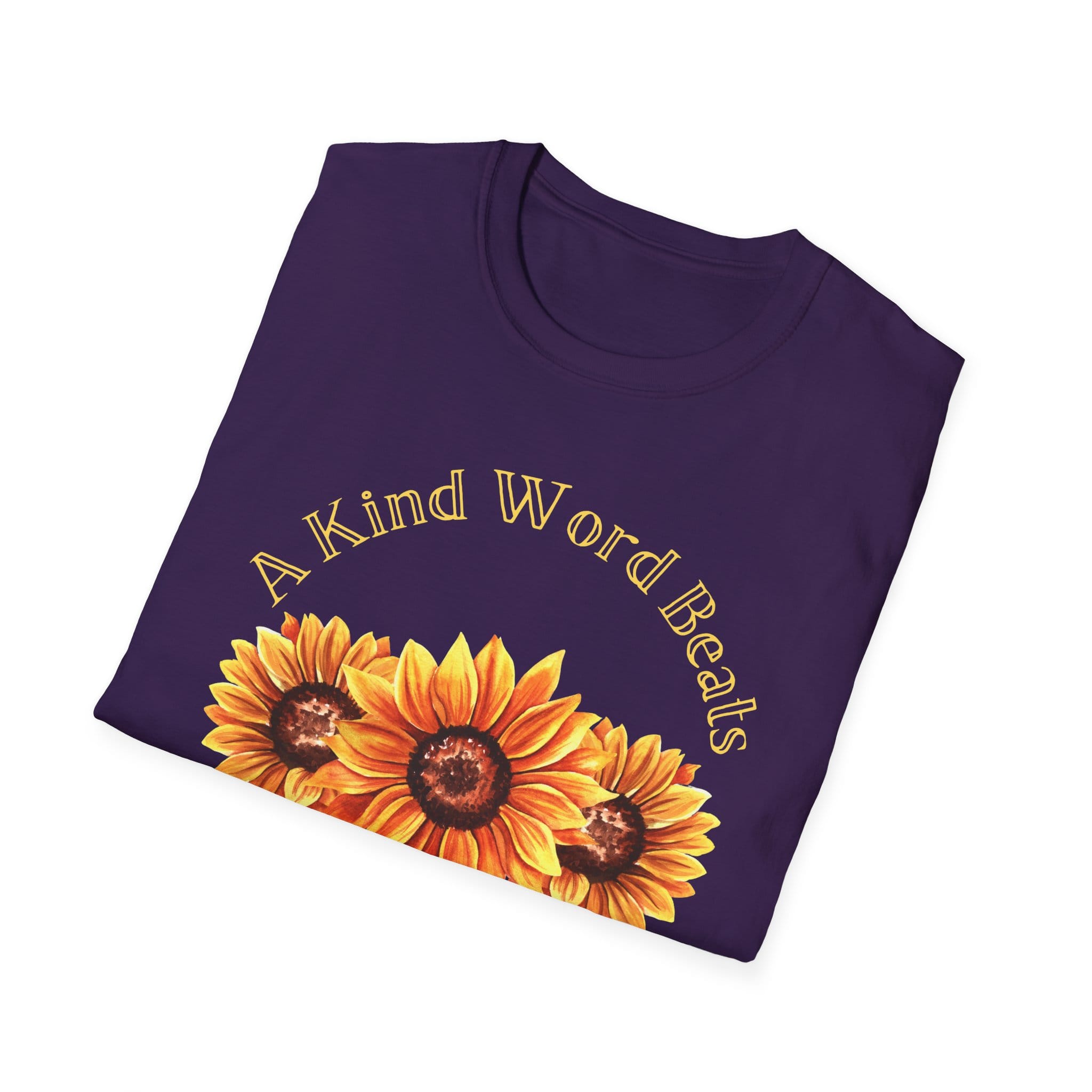 Purple Short Sleeve Tee Kind Word Cure Sunflower