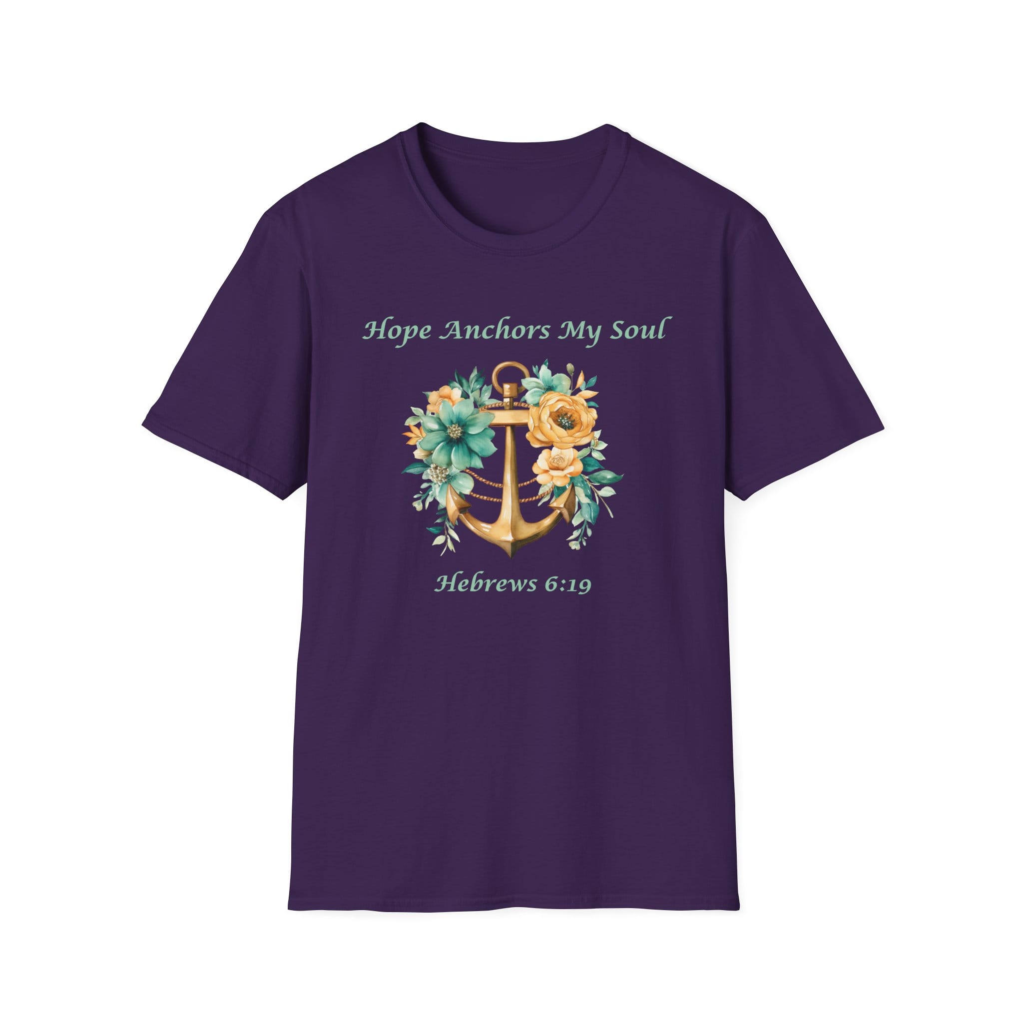 Purple Short Sleeve Tee Hope Anchors My Soul Floral