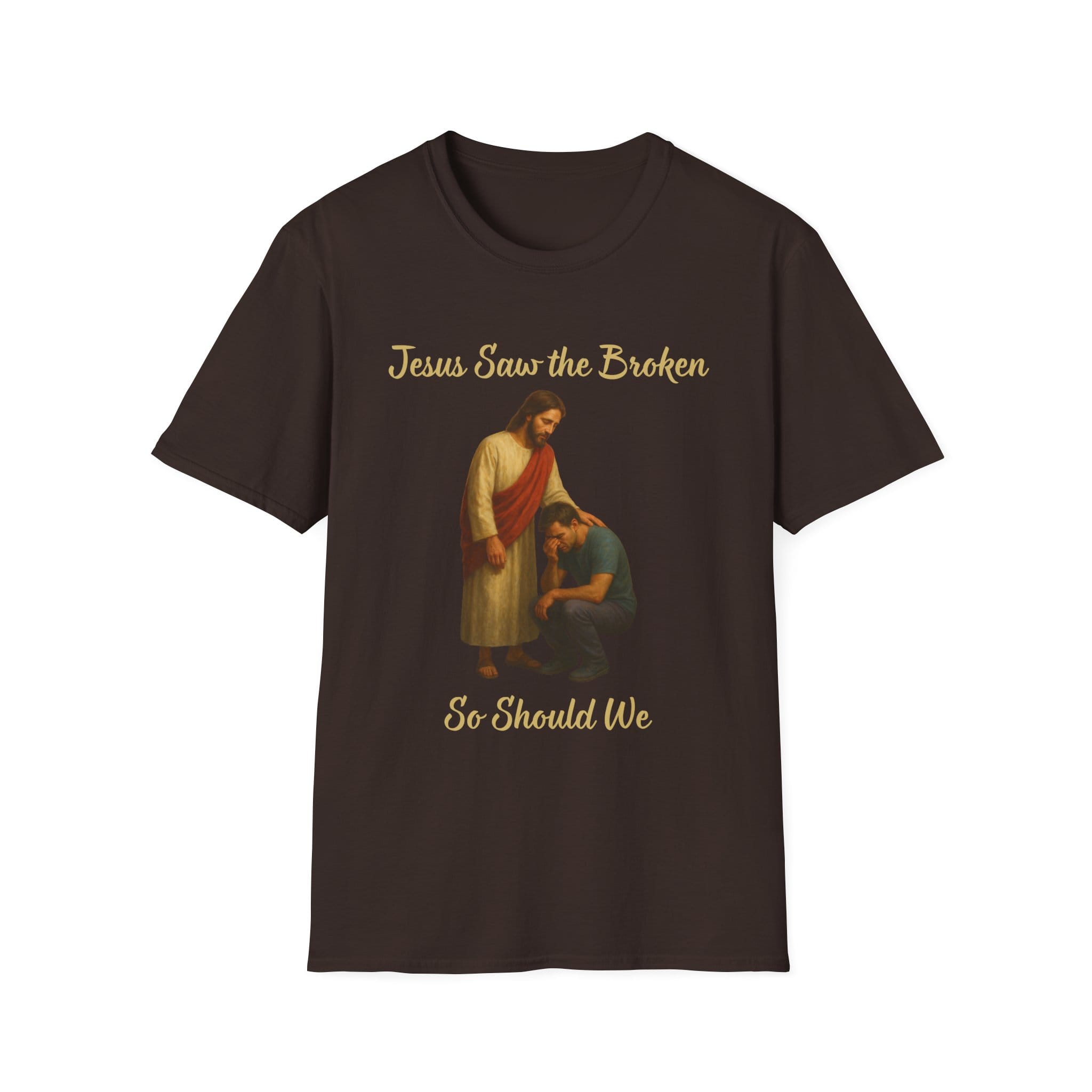 Dark Chocolate Short Sleeve Tee Jesus Saw the Broken Man