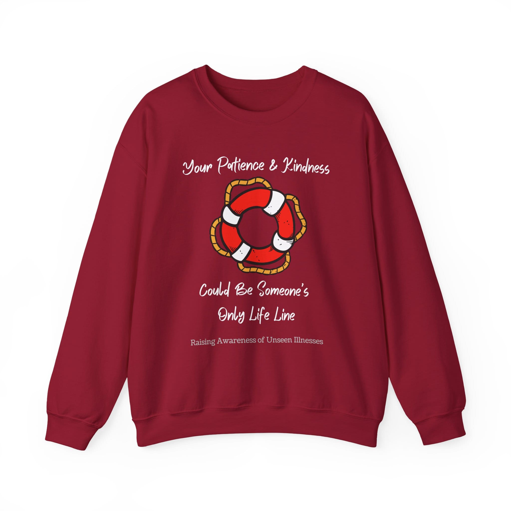 Cardinal Red Sweatshirt Patience Kindness Lifeline