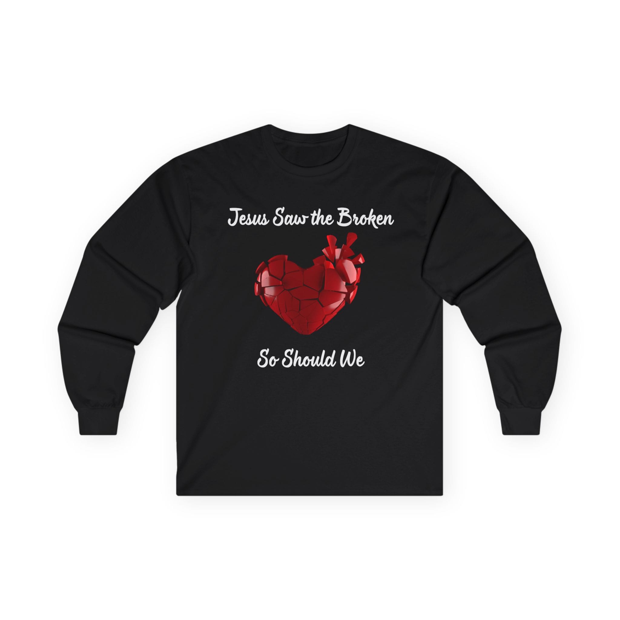 17696820048626775305_2048.jpeg Black Long Sleeve Tee Jesus Saw the Broken Hearted