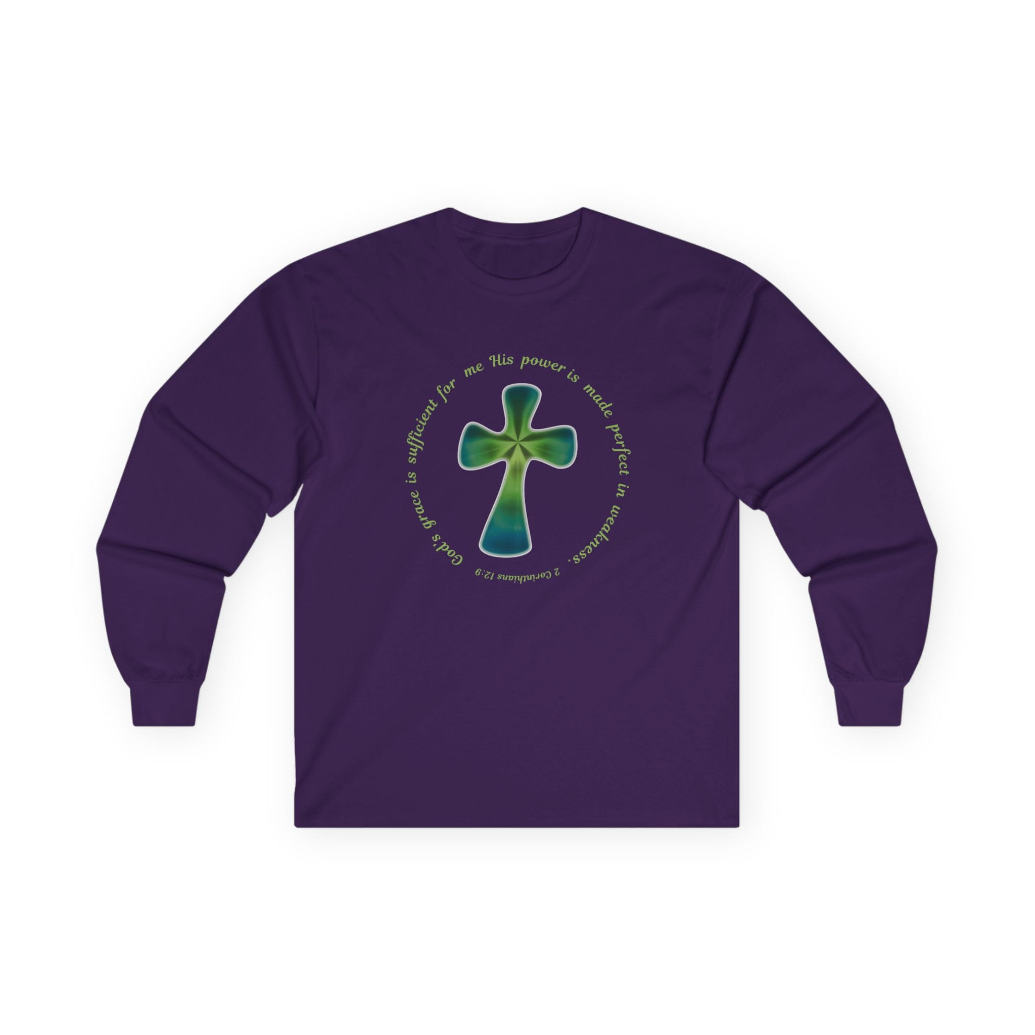 Purple Long Sleeve Tee Faith over Fatigue Cross