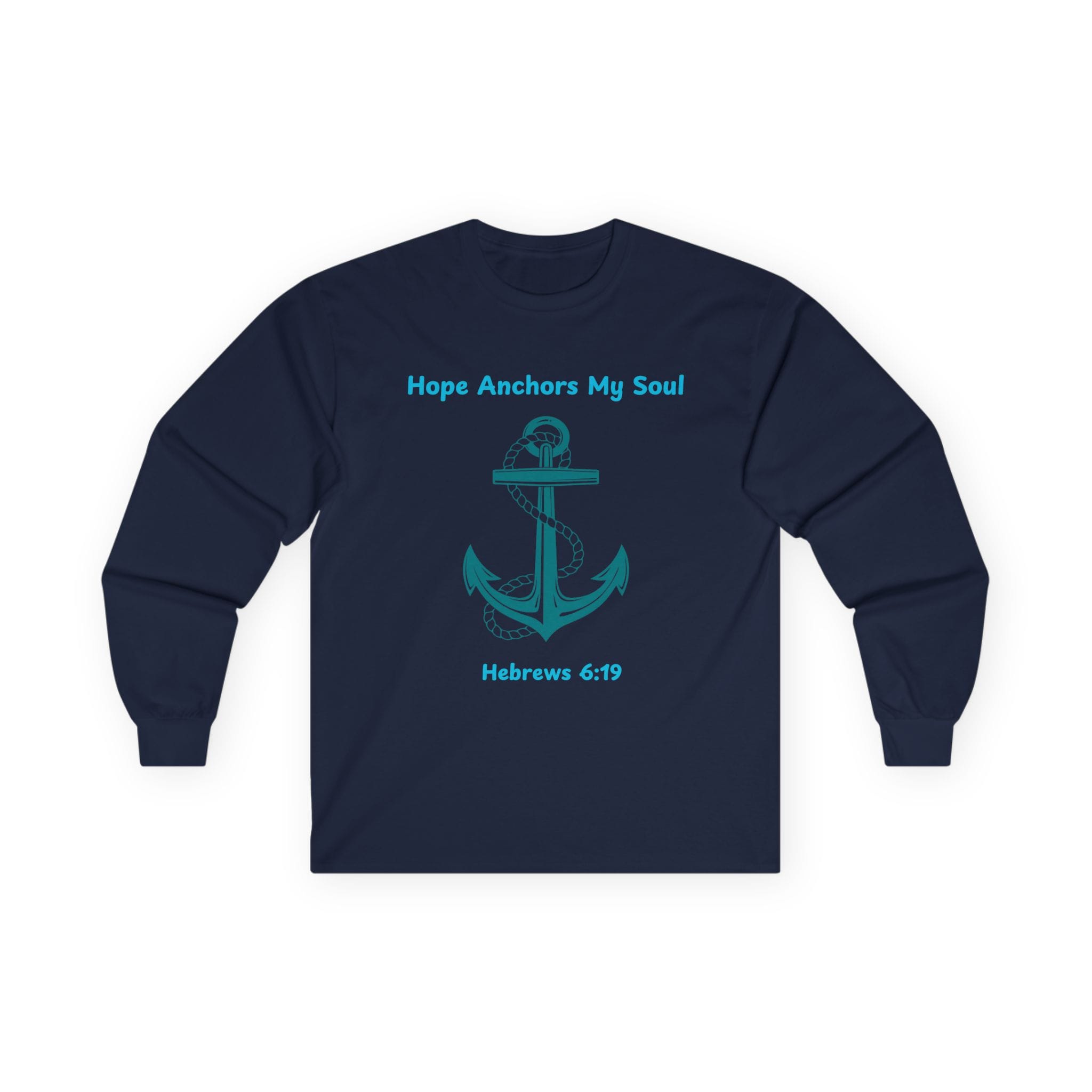 Navy Blue Long Sleeve Tee Hope Anchors My Soul