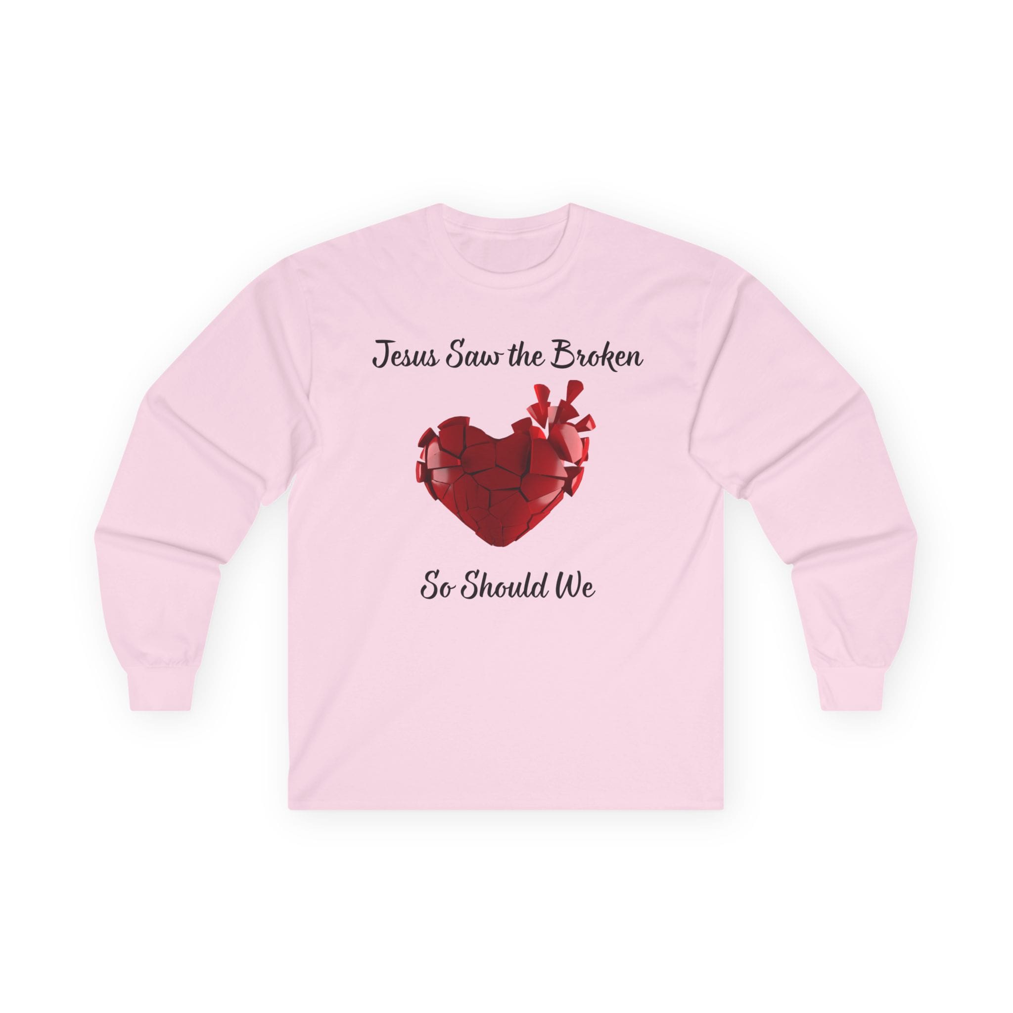 17892014948046413643_2048.jpeg Light Pink Long Sleeve Tee Jesus Saw the Broken Hearted