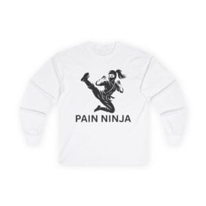 White Long Sleeve Tee Pain Ninja Kick Woman