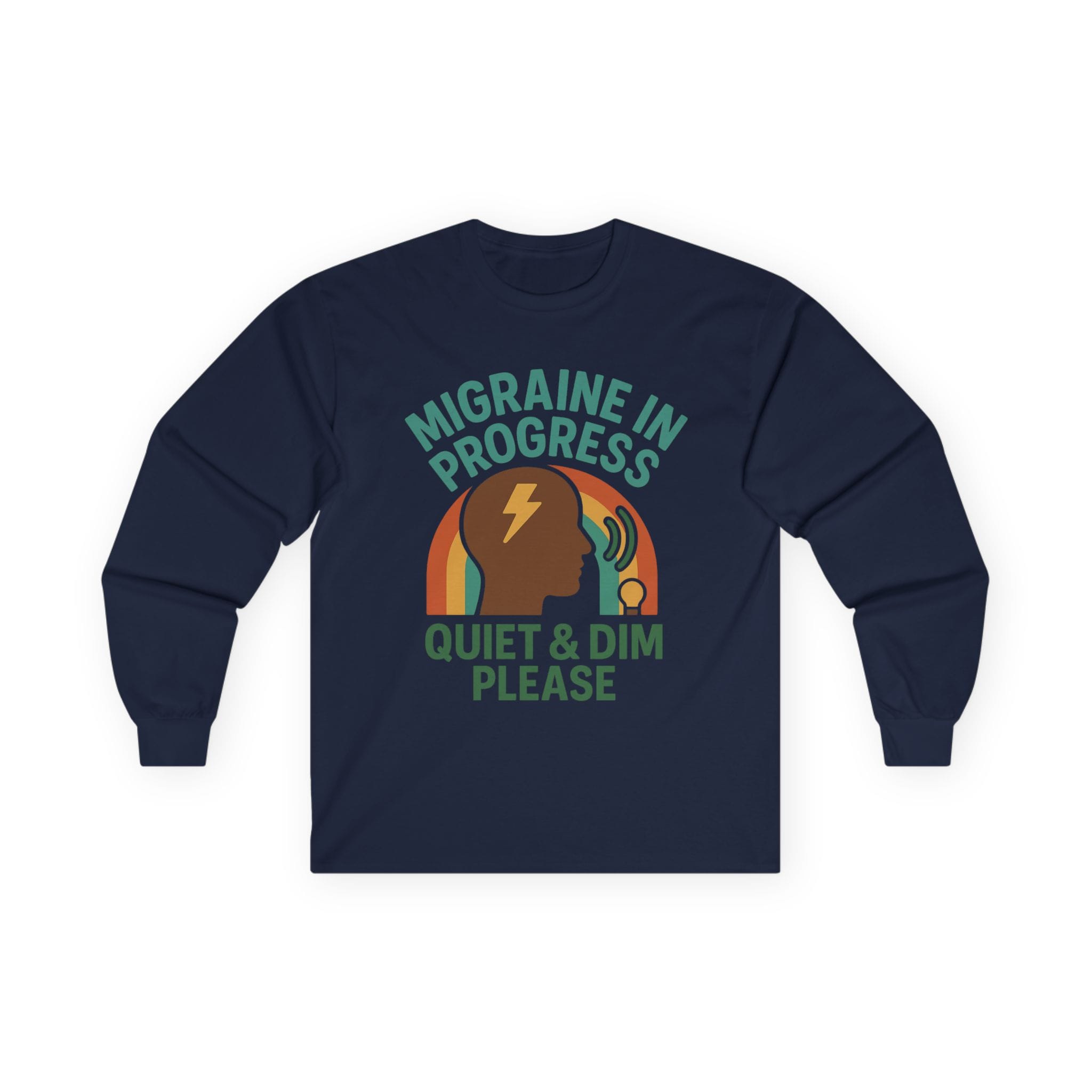 Navy Blue Long Sleeve Tee Quiet & Dim Migraine